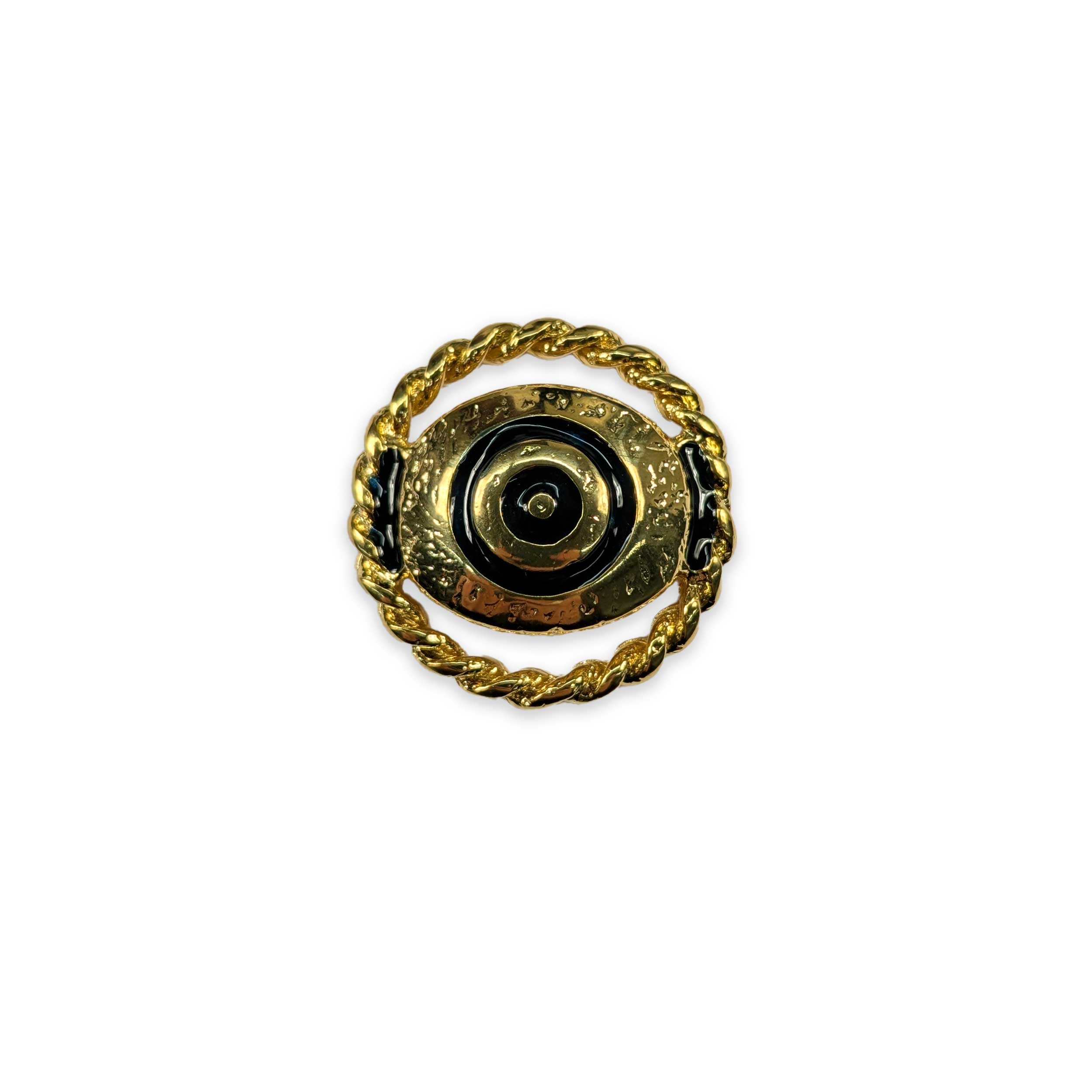 Large Gold Button with Outline Eye Black Image