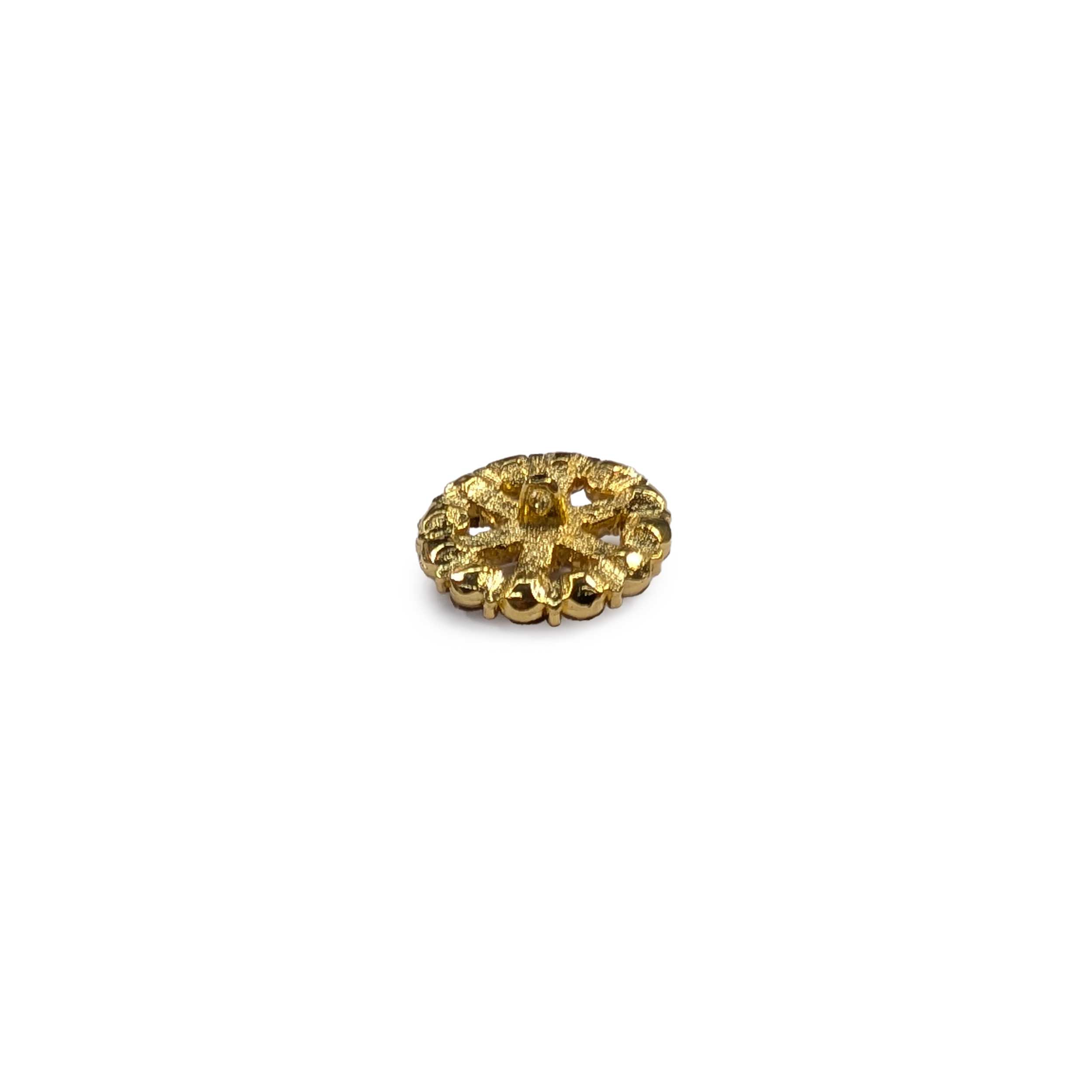Button Jewel Large Gold and Rhinestone Jade Image