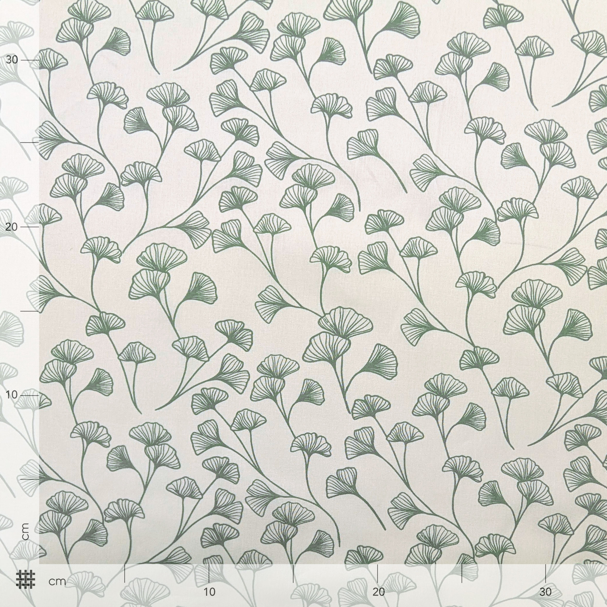 Poplin Cotton Leaves Background Sage Green Image