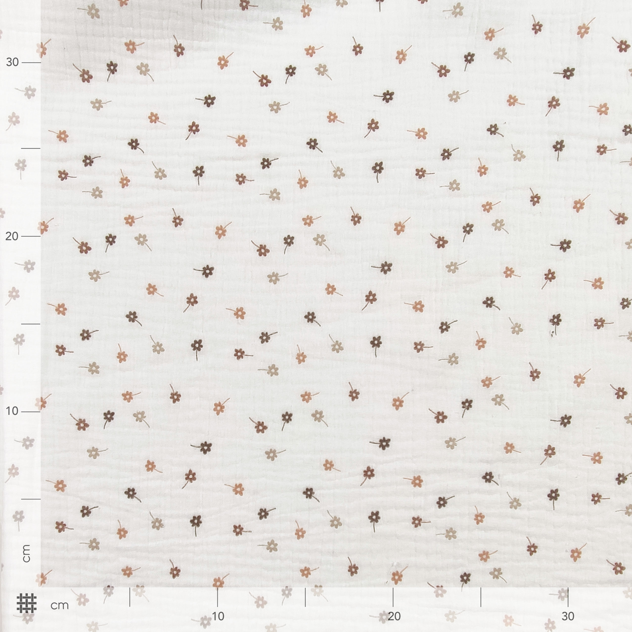 Cotton Muslin Beige Flowers White Background Image
