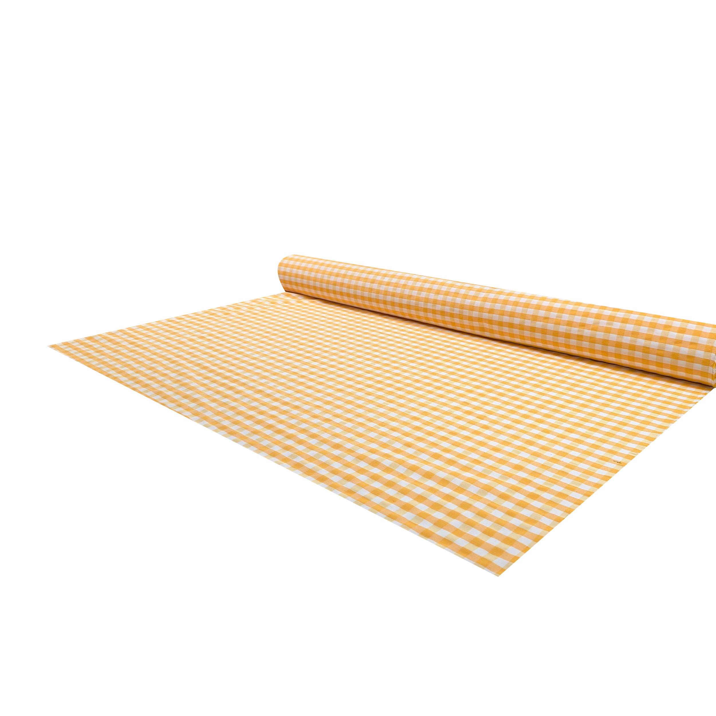Yellow Check Pattern Yarn Dyed Fabric Image