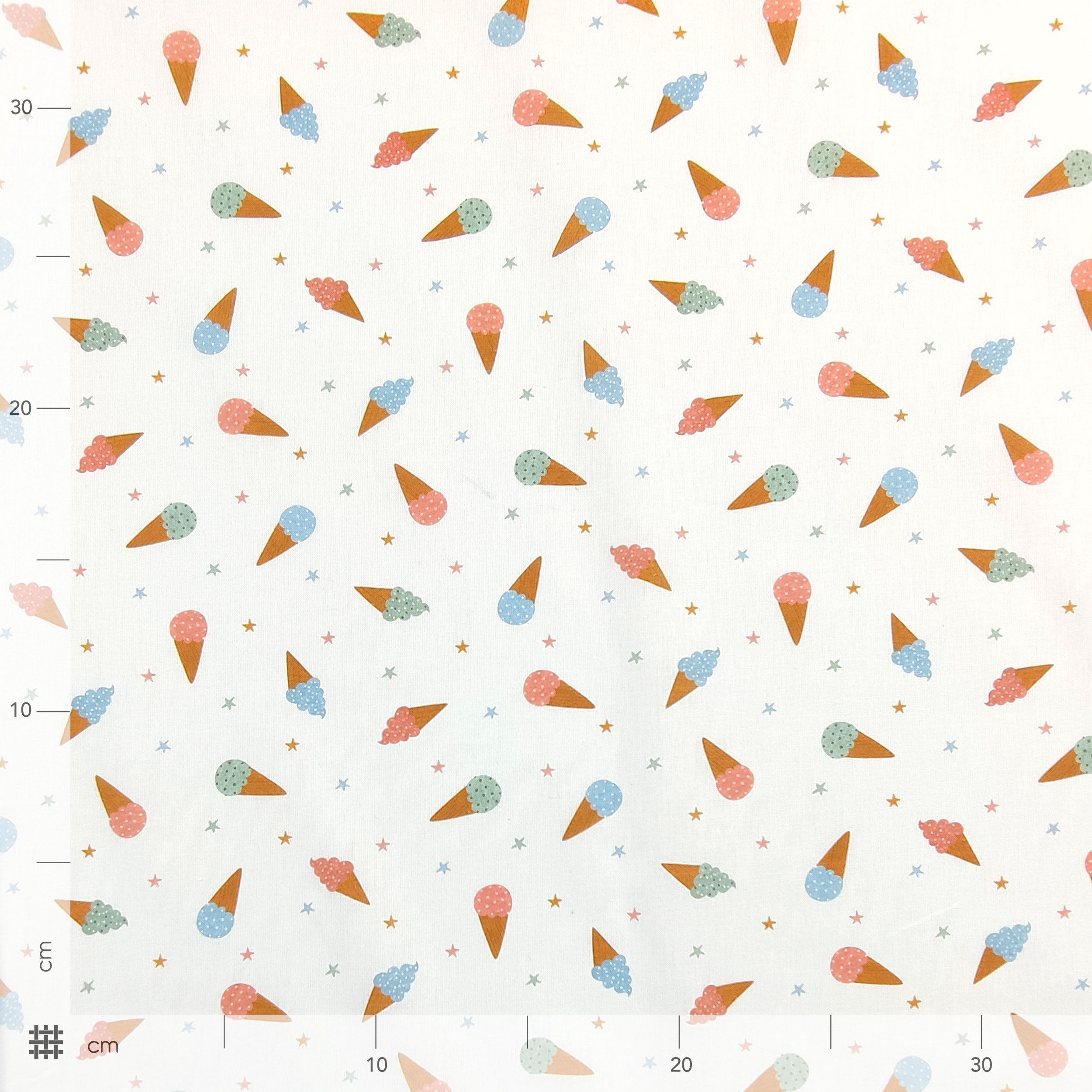 Cotton Fabric Ice Cream and Stars