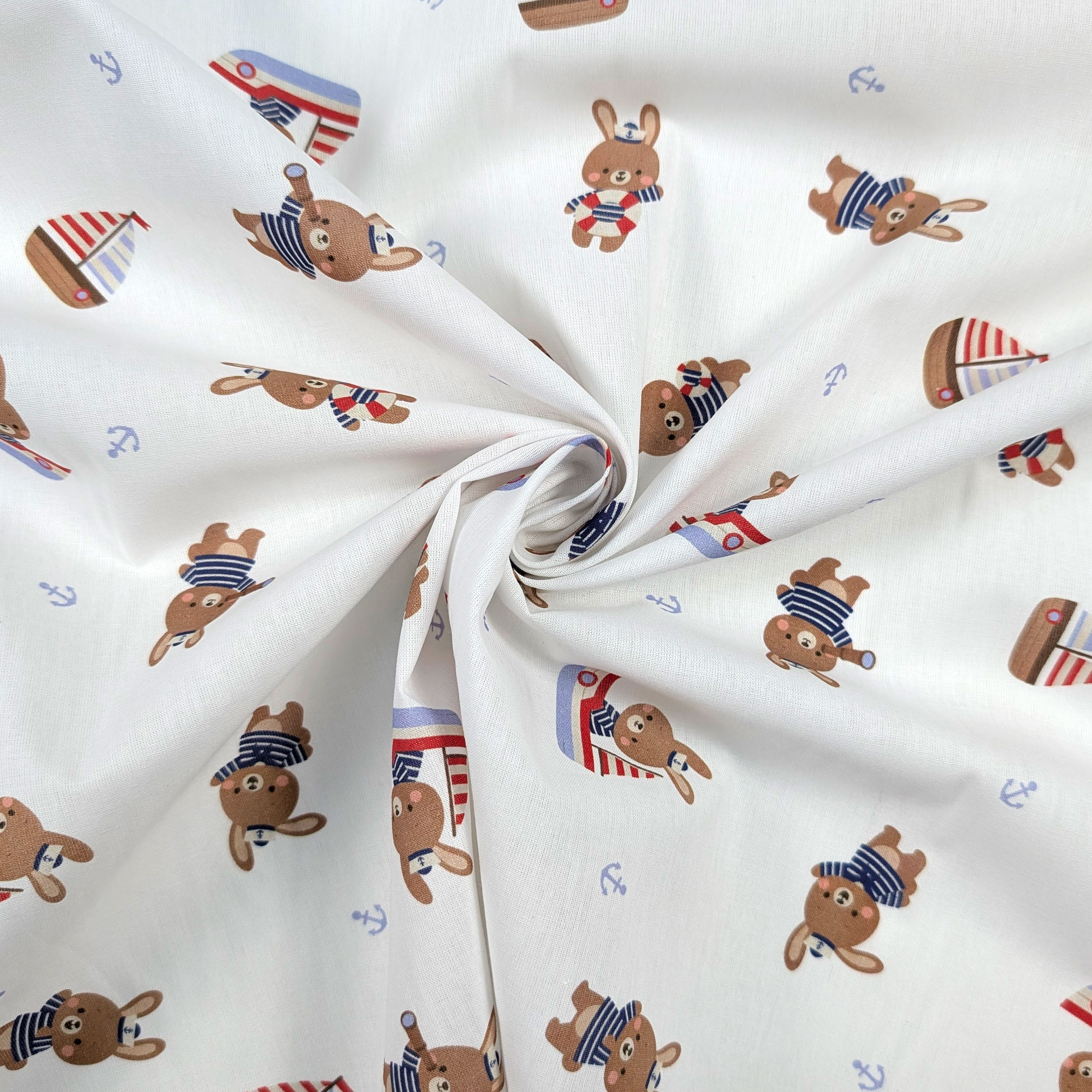 Percale Cotton: Bunnies in a Boat Image