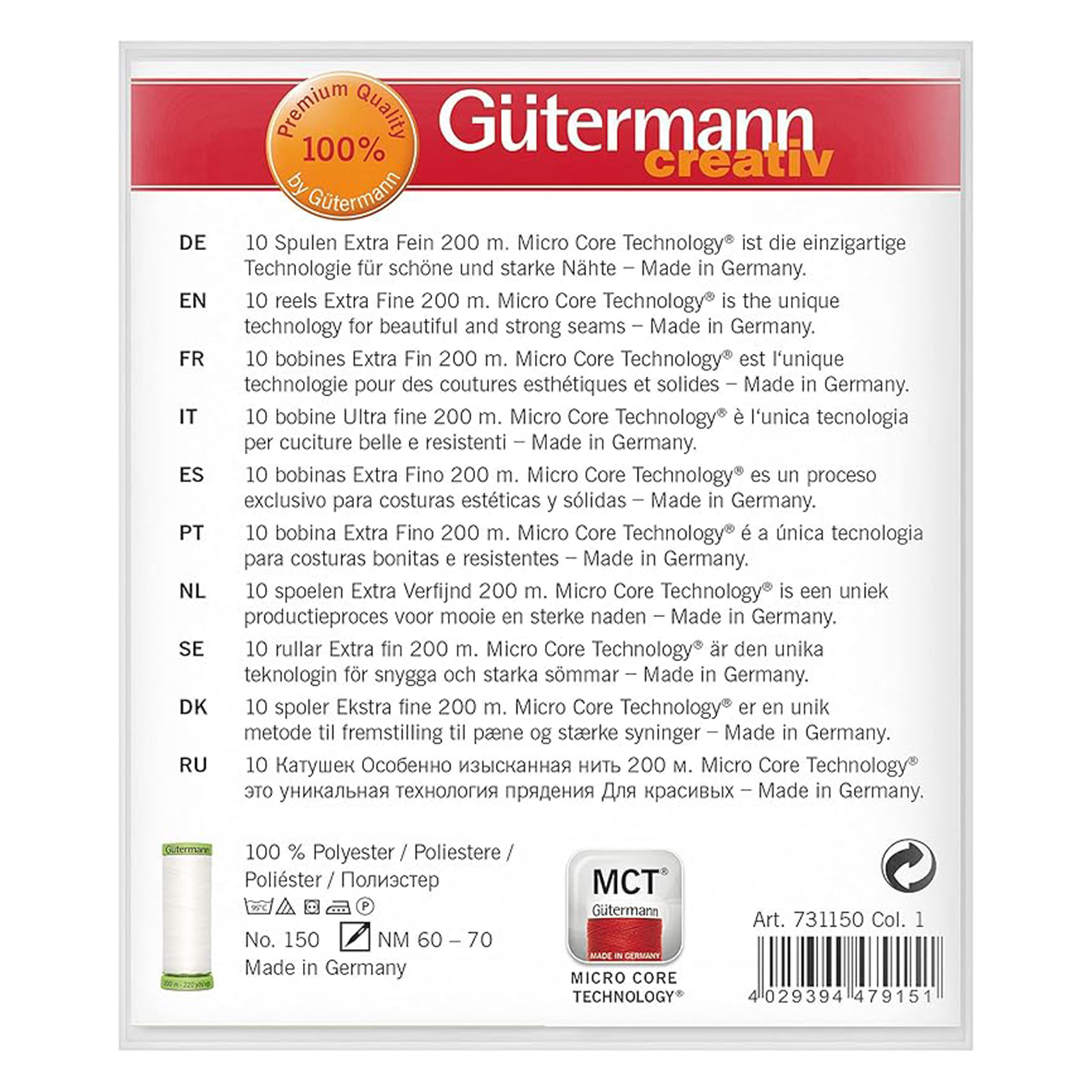 Gutermann Extra Fine Creative Basic 10 Spools Image