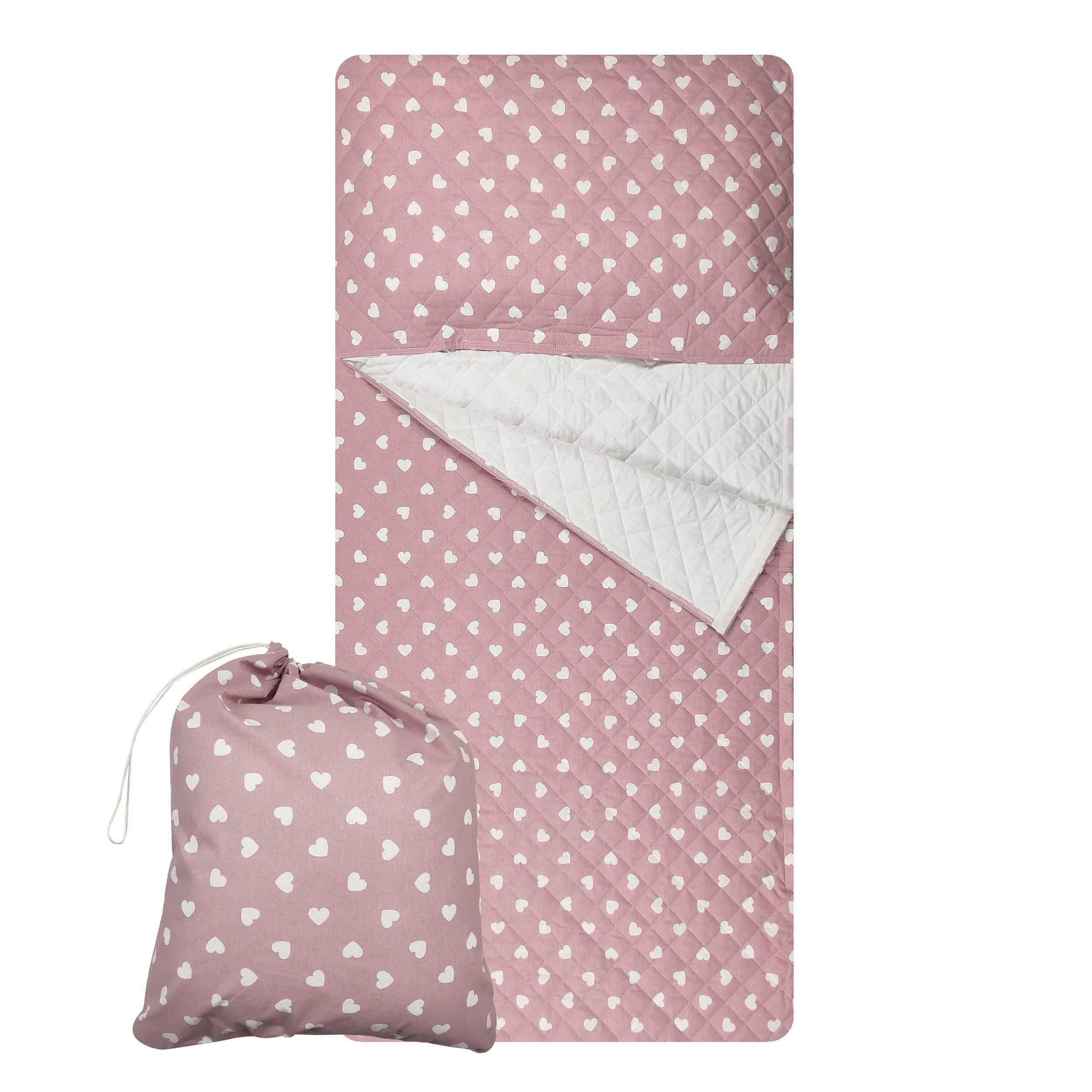 Sac de couchage Cœurs blancs sur fond rose antique