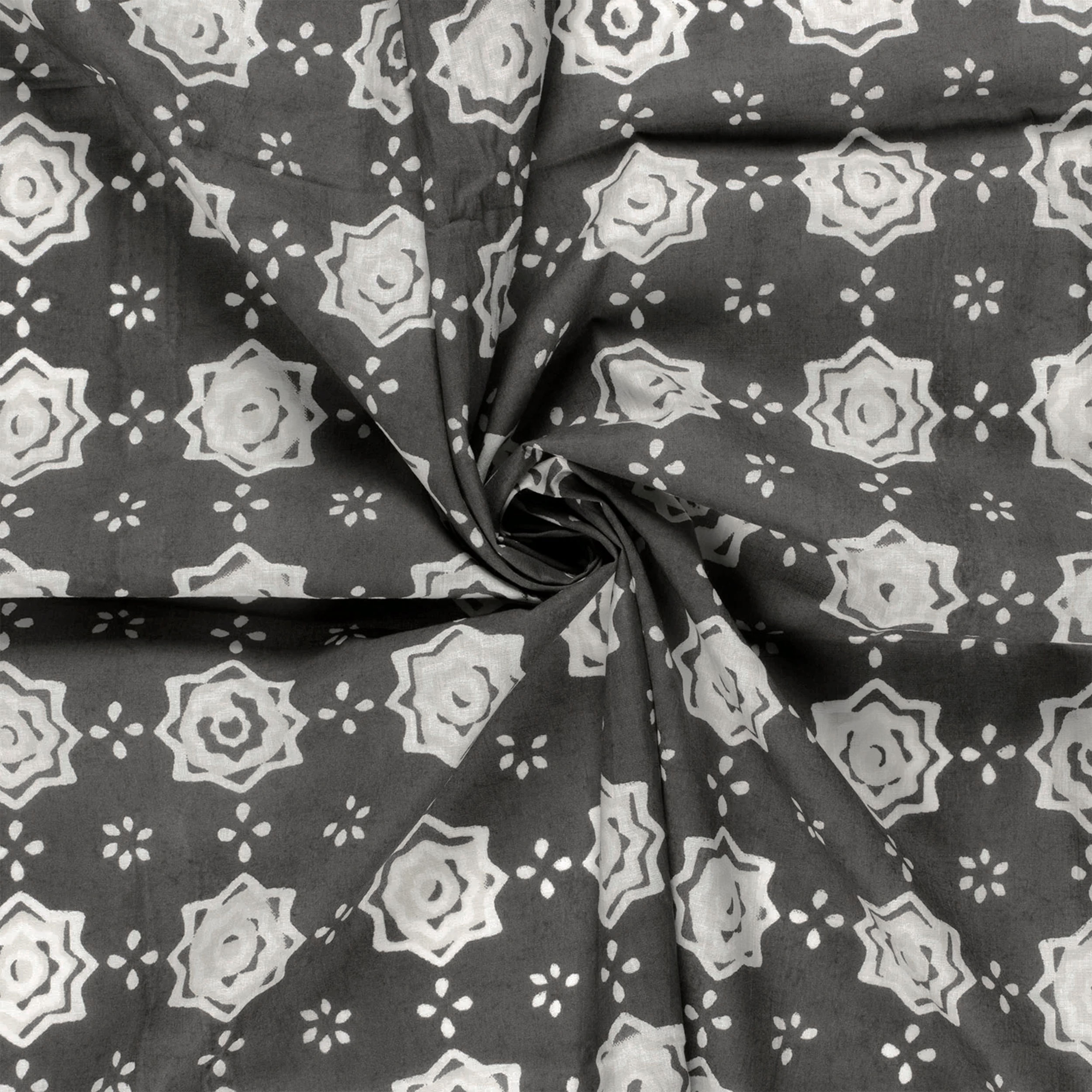 Batik Patterned Cotton Muslin Grey Background Image
