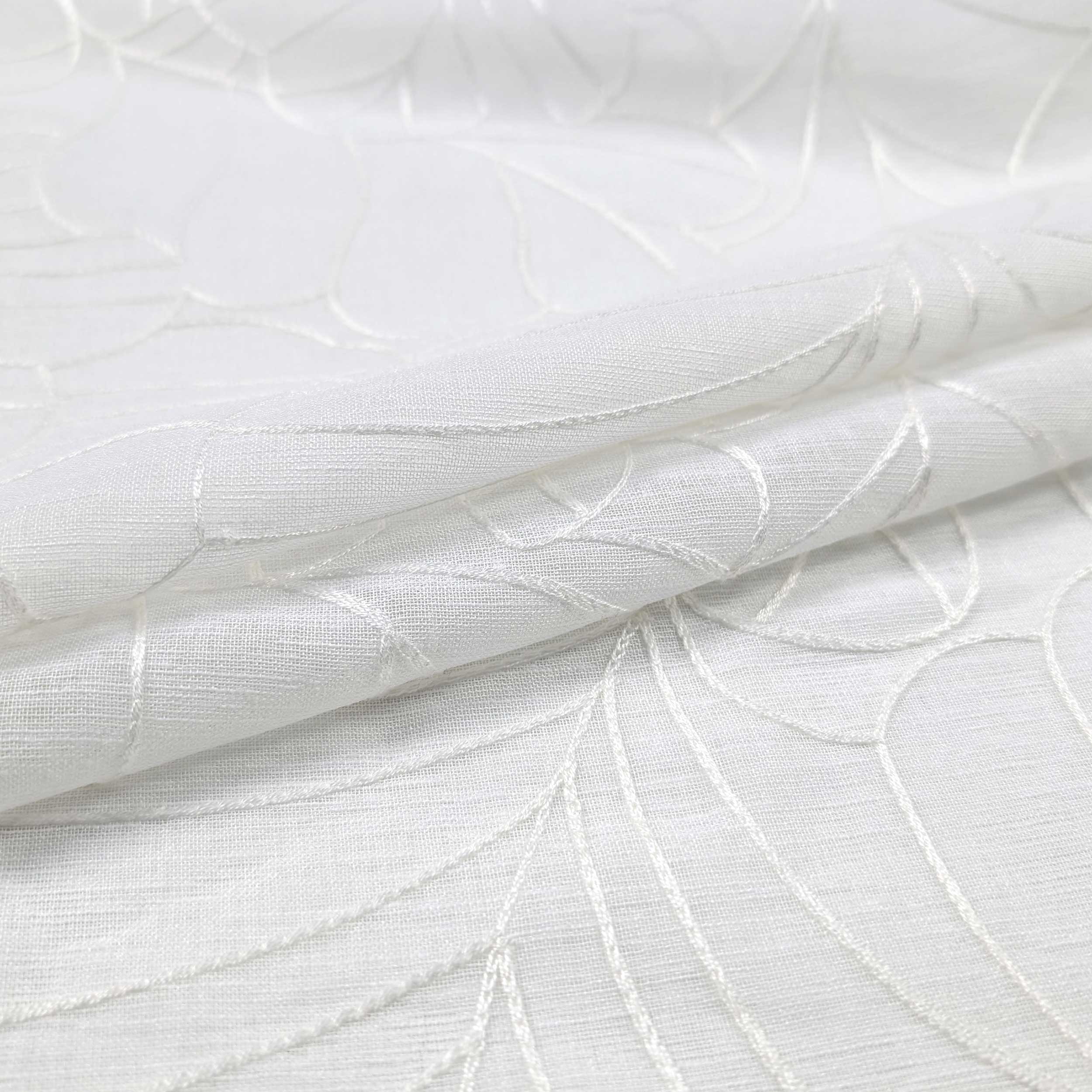 Abstract Floral Curtain Fabric White Image