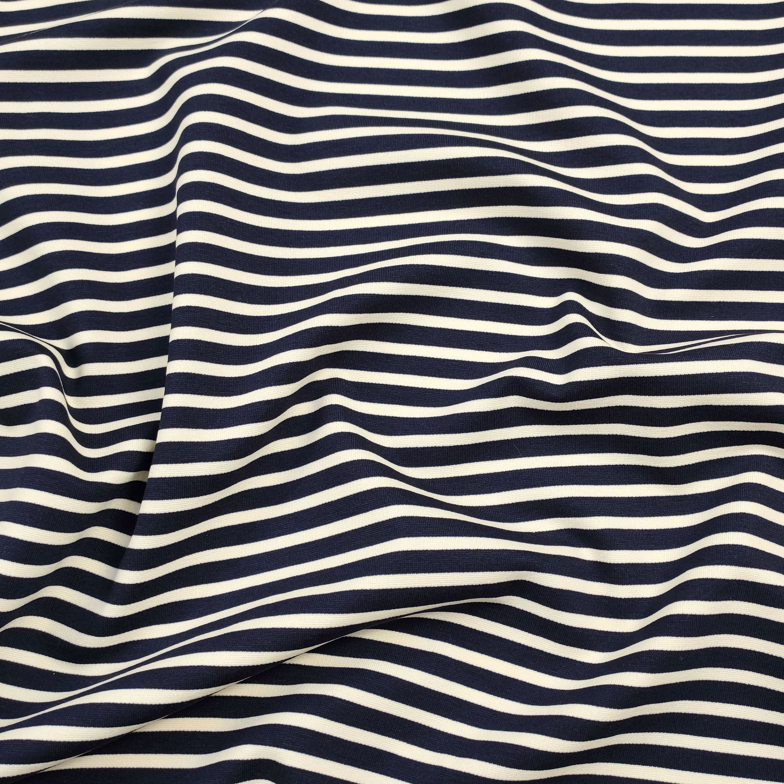 Bi-elastischer Milano-Stich Blaue Streifen