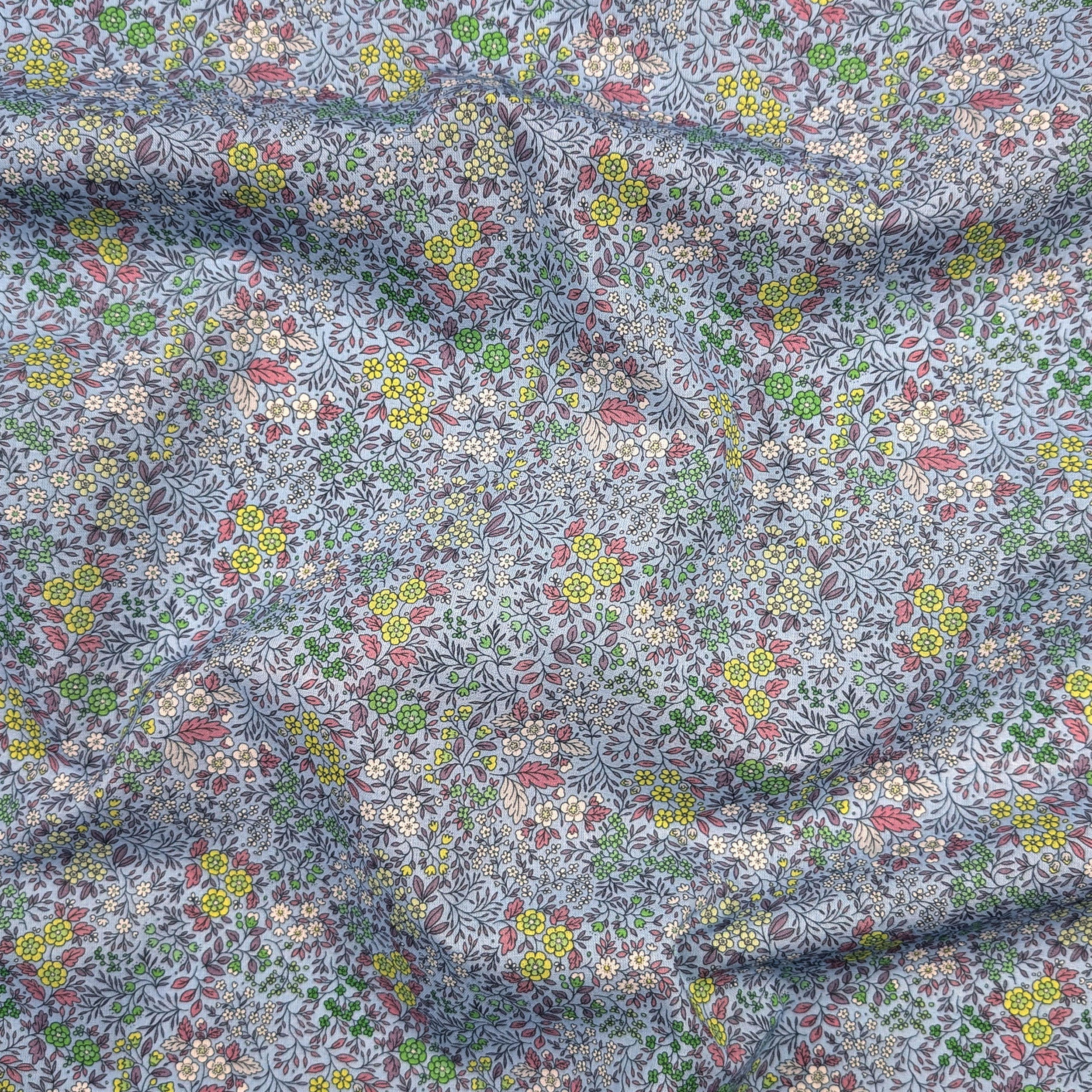 Percale Cotton with Yellow and Green Flowers Image