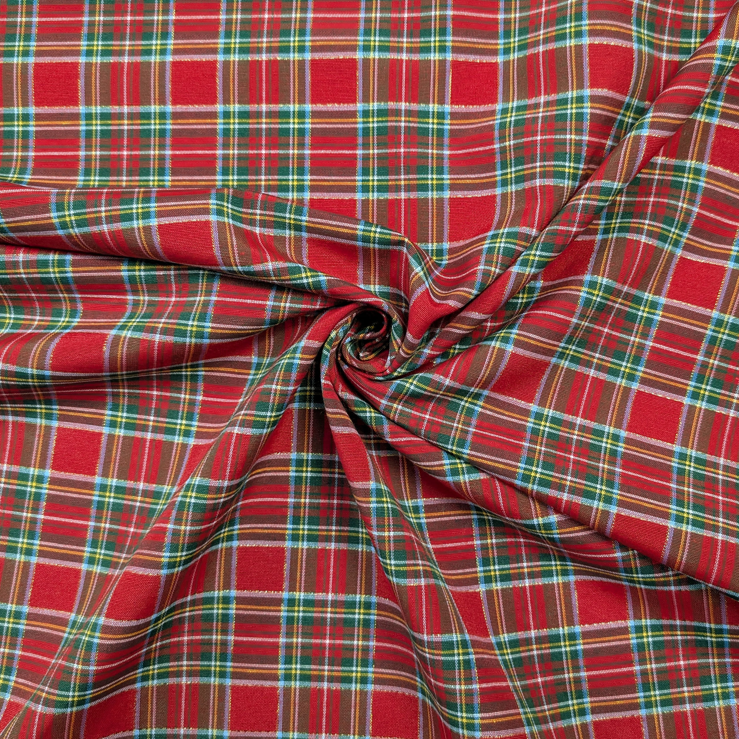 Red Lurex Medium Tartan Fabric Image