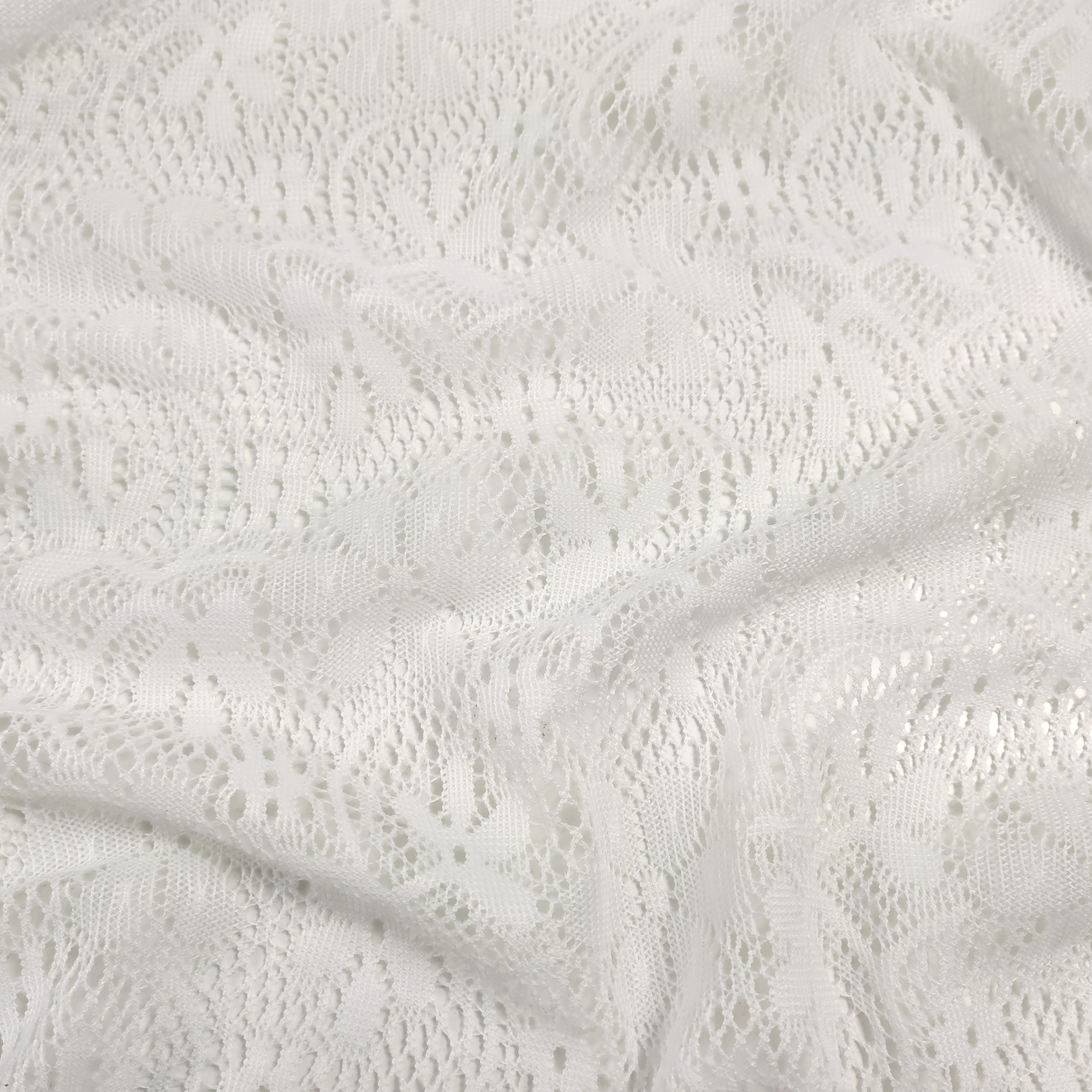 Mixed Wool Lace Optical White Flowers