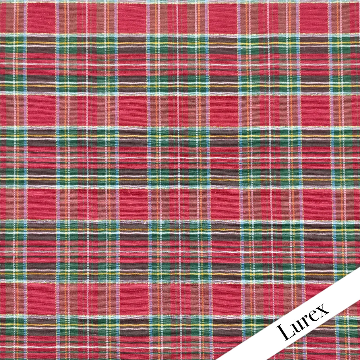Tartan écossais découpé Carrés en Lurex Vert Rouge 70x280 cm Image