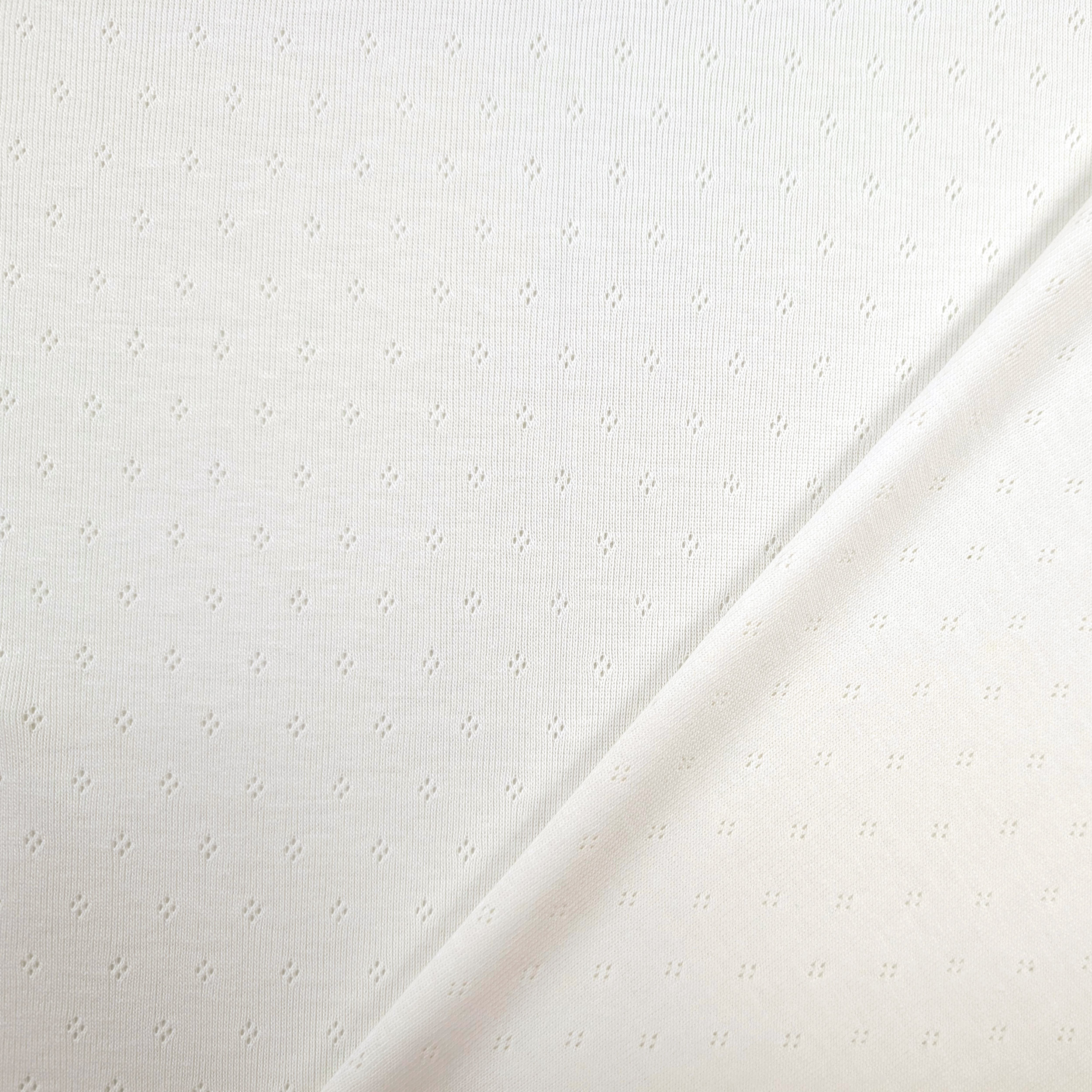 Cotton Jersey with Openwork Floral Design on a White Background Image