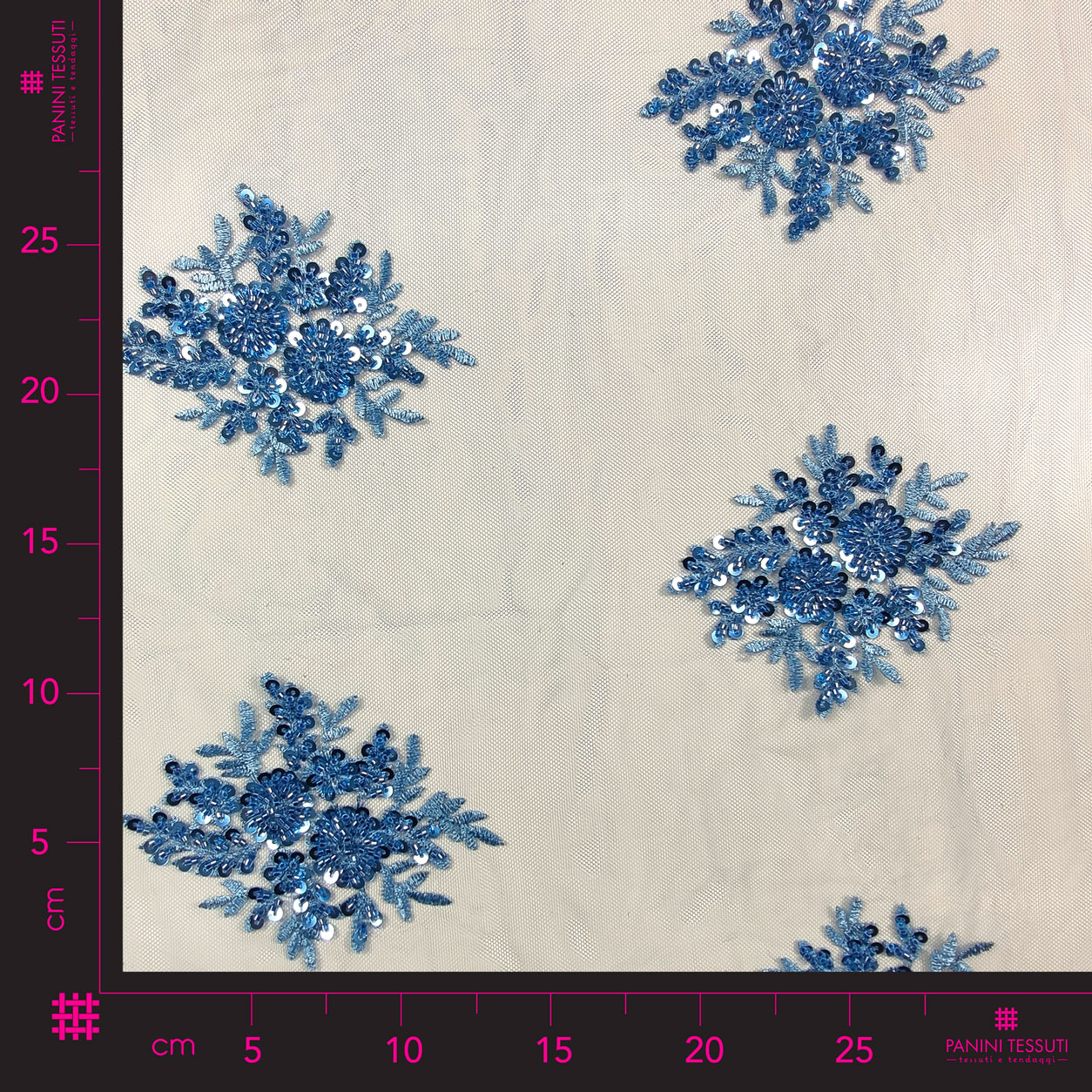  Doppelt bestickte Spitze mit Pailletten Hellblau