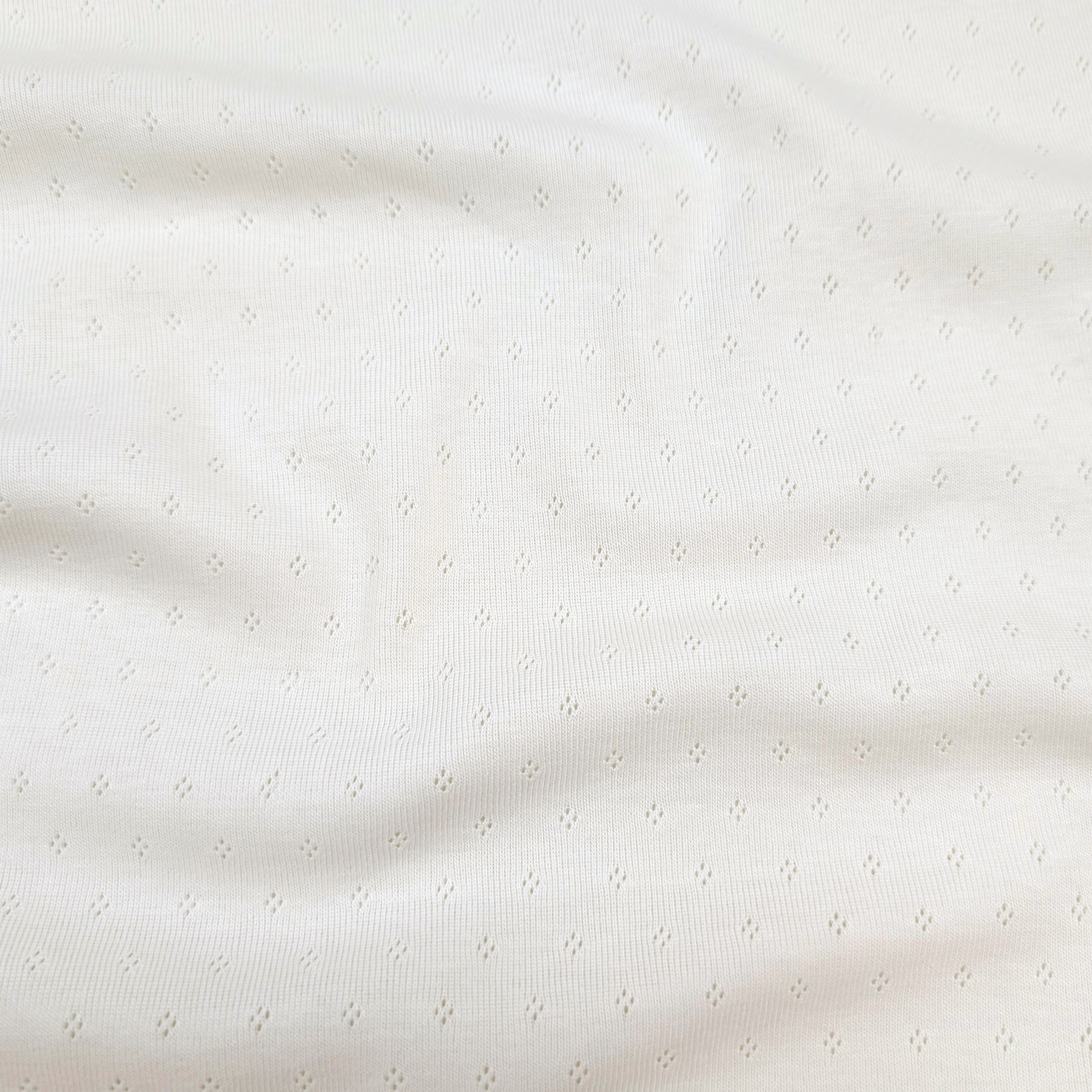 Cotton Jersey with Openwork Floral Design on a White Background Image