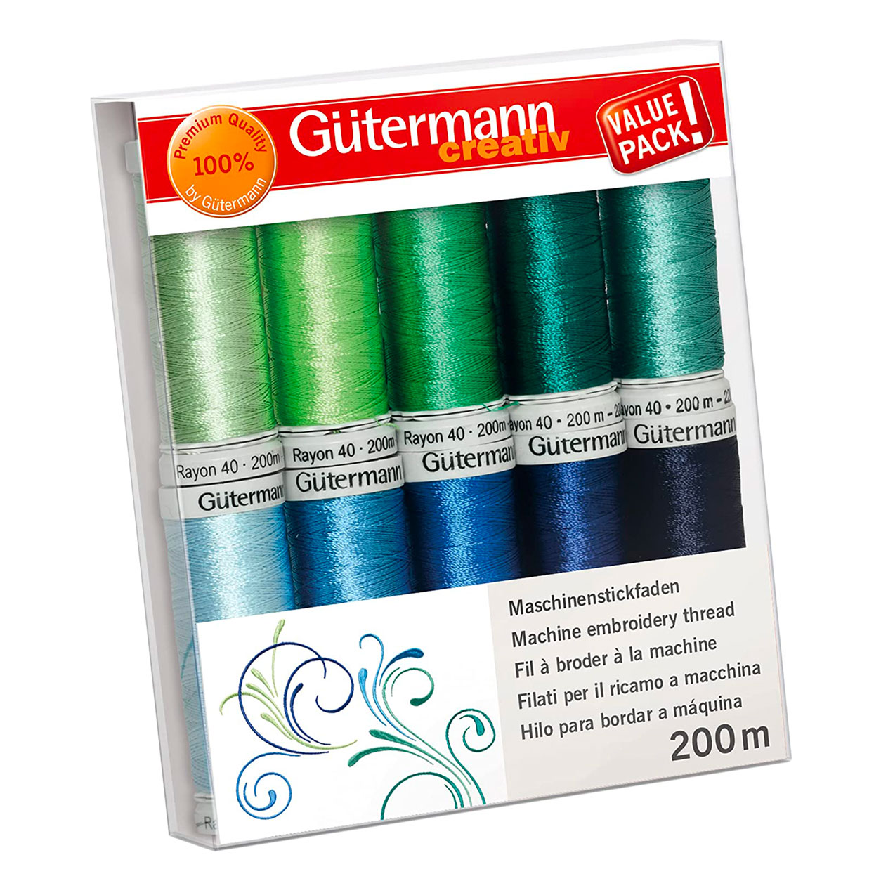 Gutermann Hilo para Bordar a Máquina Rayón 10 Bobinas Tonos Fríos