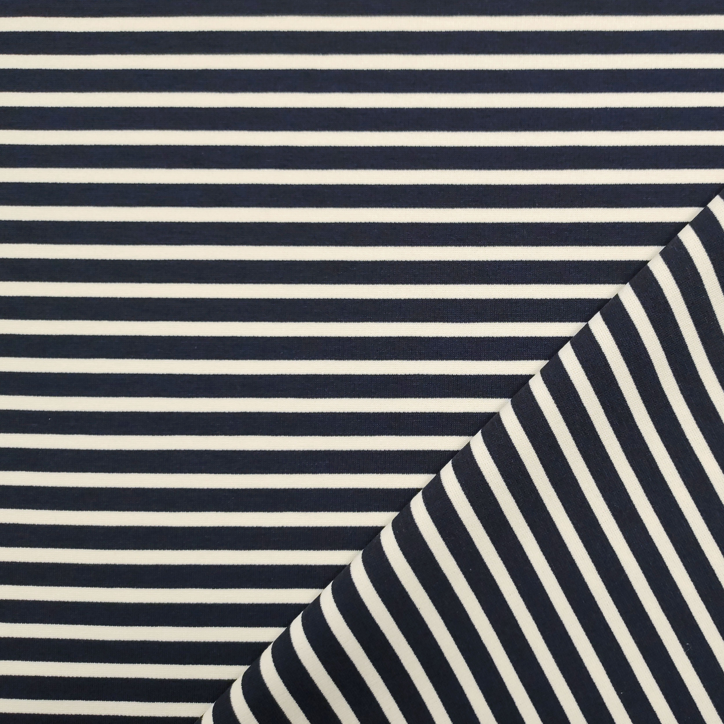 Bi-elastischer Milano-Stich Blaue Streifen