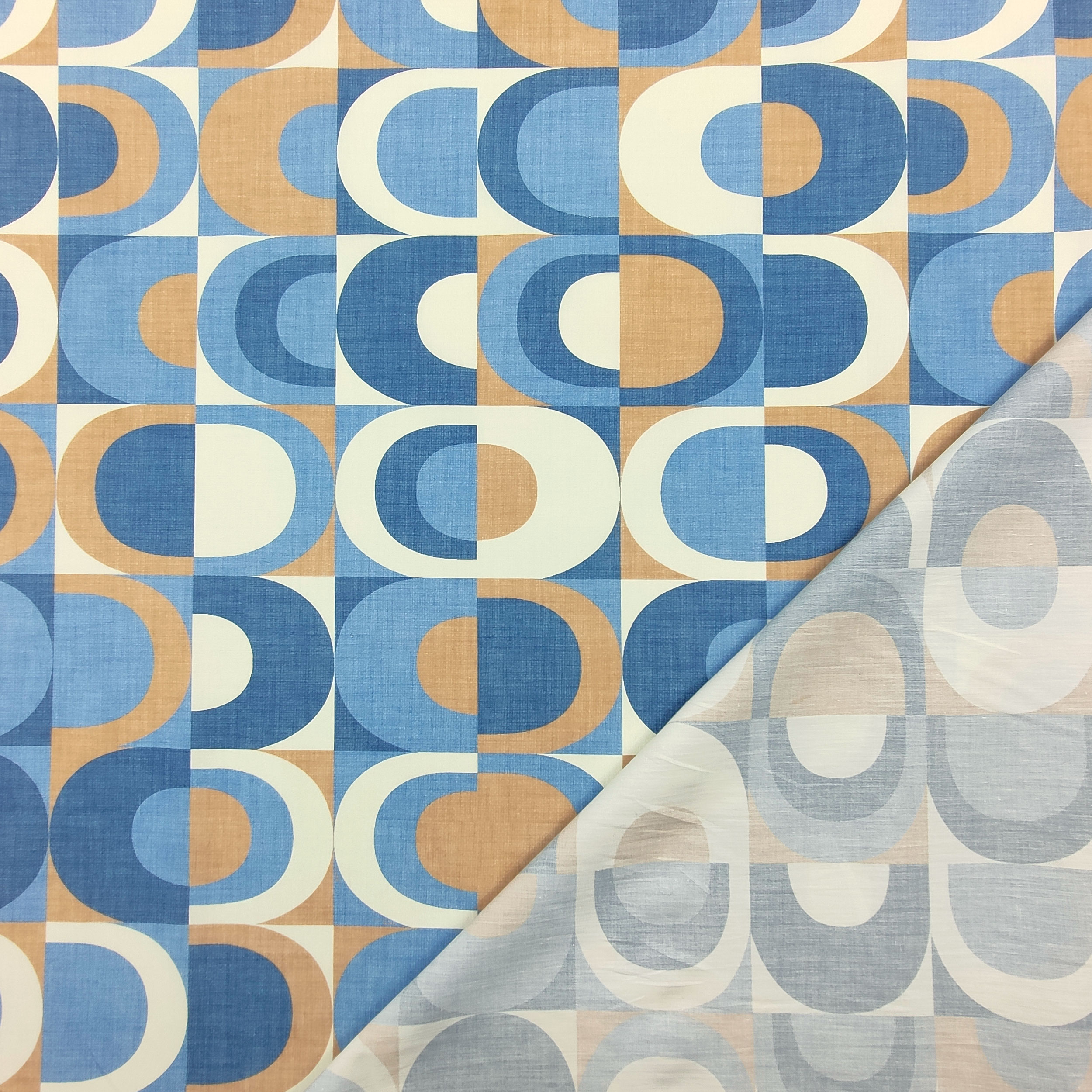 Baumwollstoff Oval Töne Hellblau