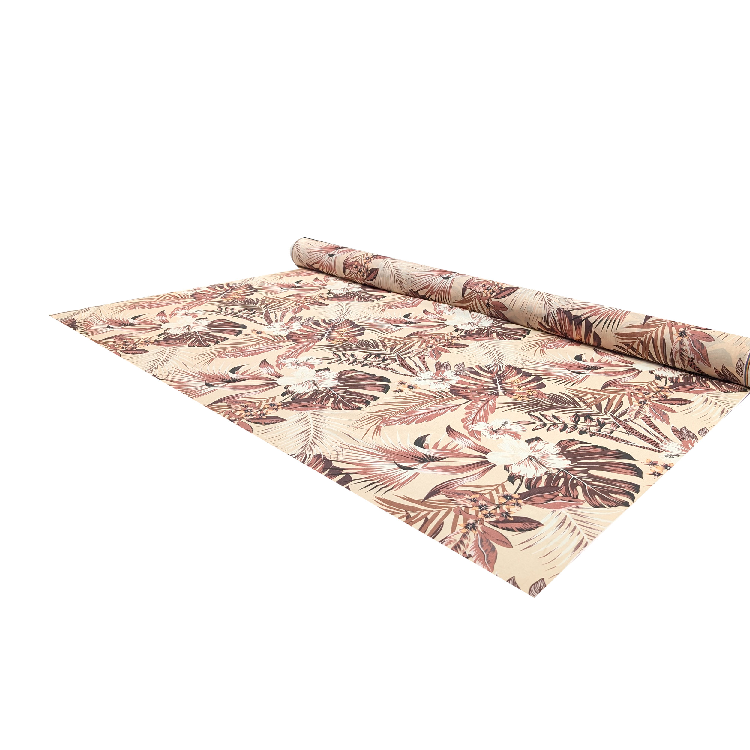 Cotton with Tropical Flowers and Leaves Image