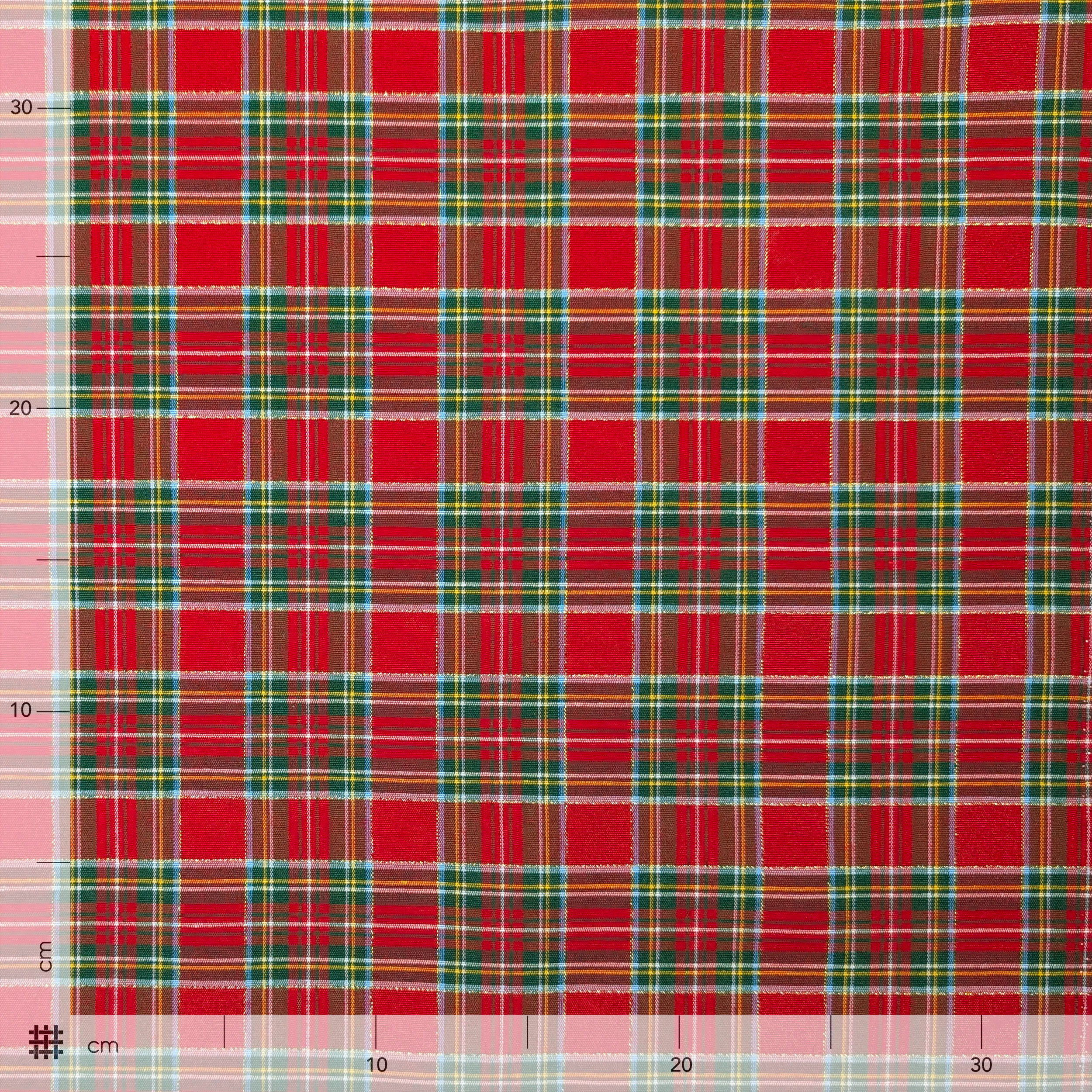 Red Lurex Medium Tartan Fabric Image