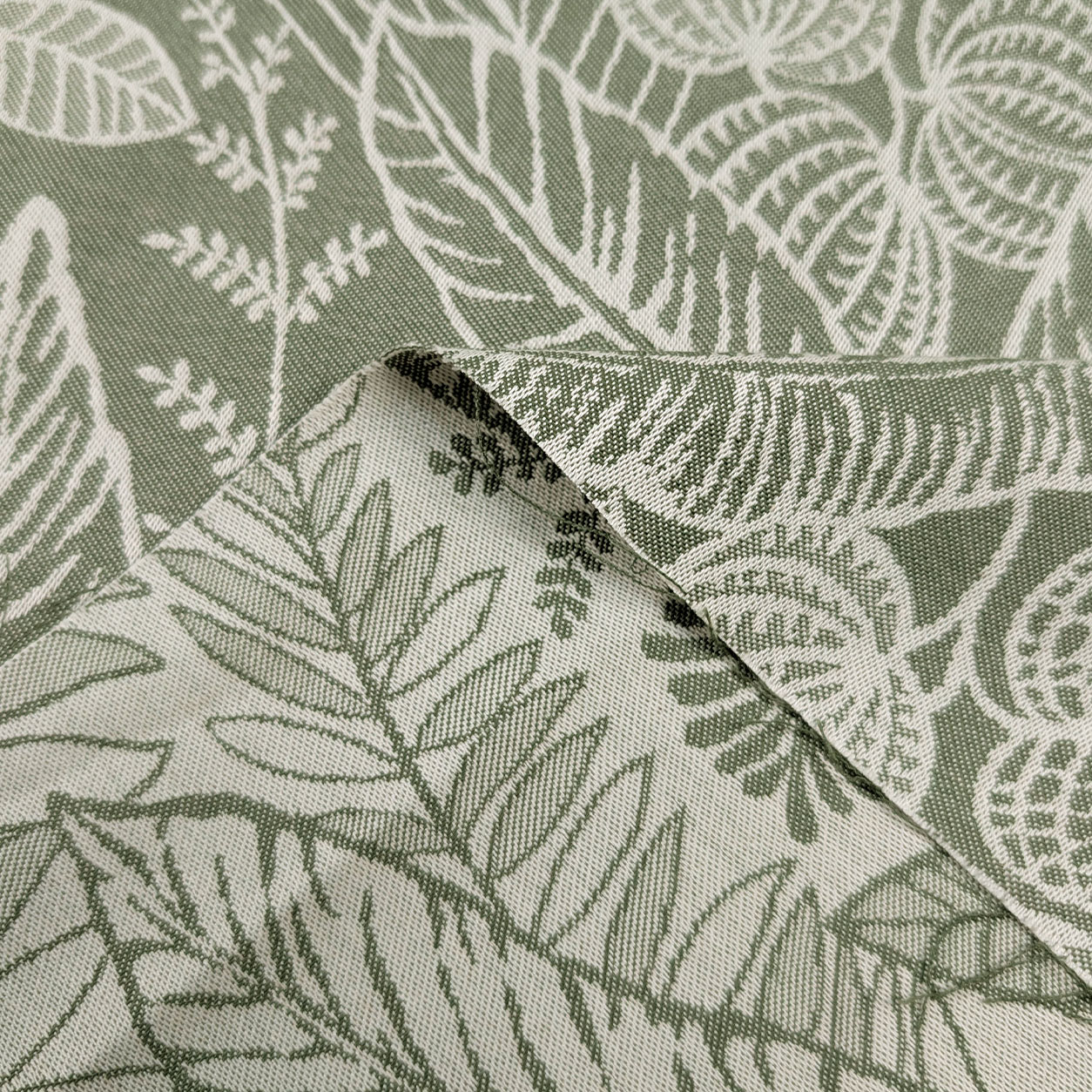 Jacquard Feuilles Fond vert H 280 cm Image