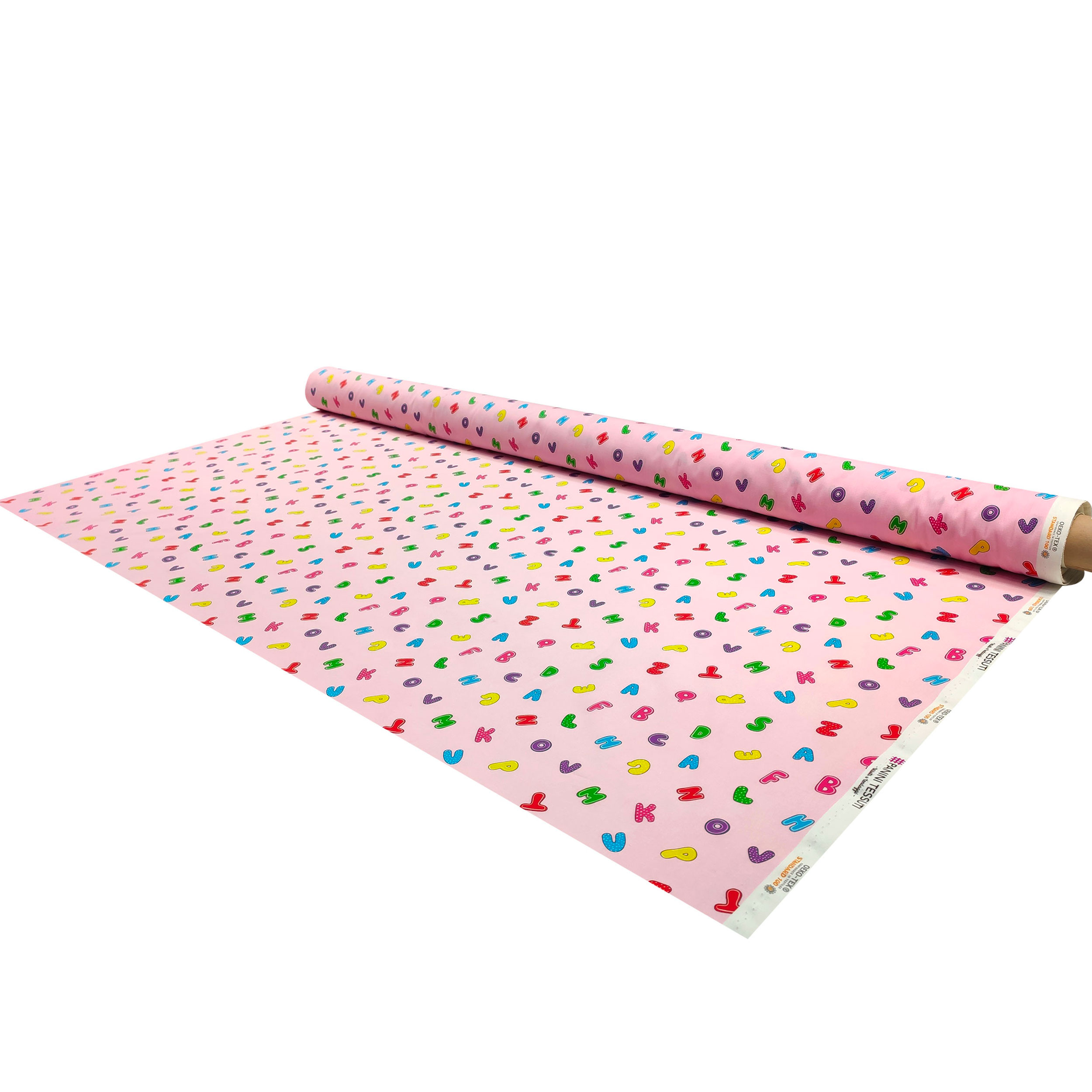 Fabric Cotton Alphabet Large Background Pink Image