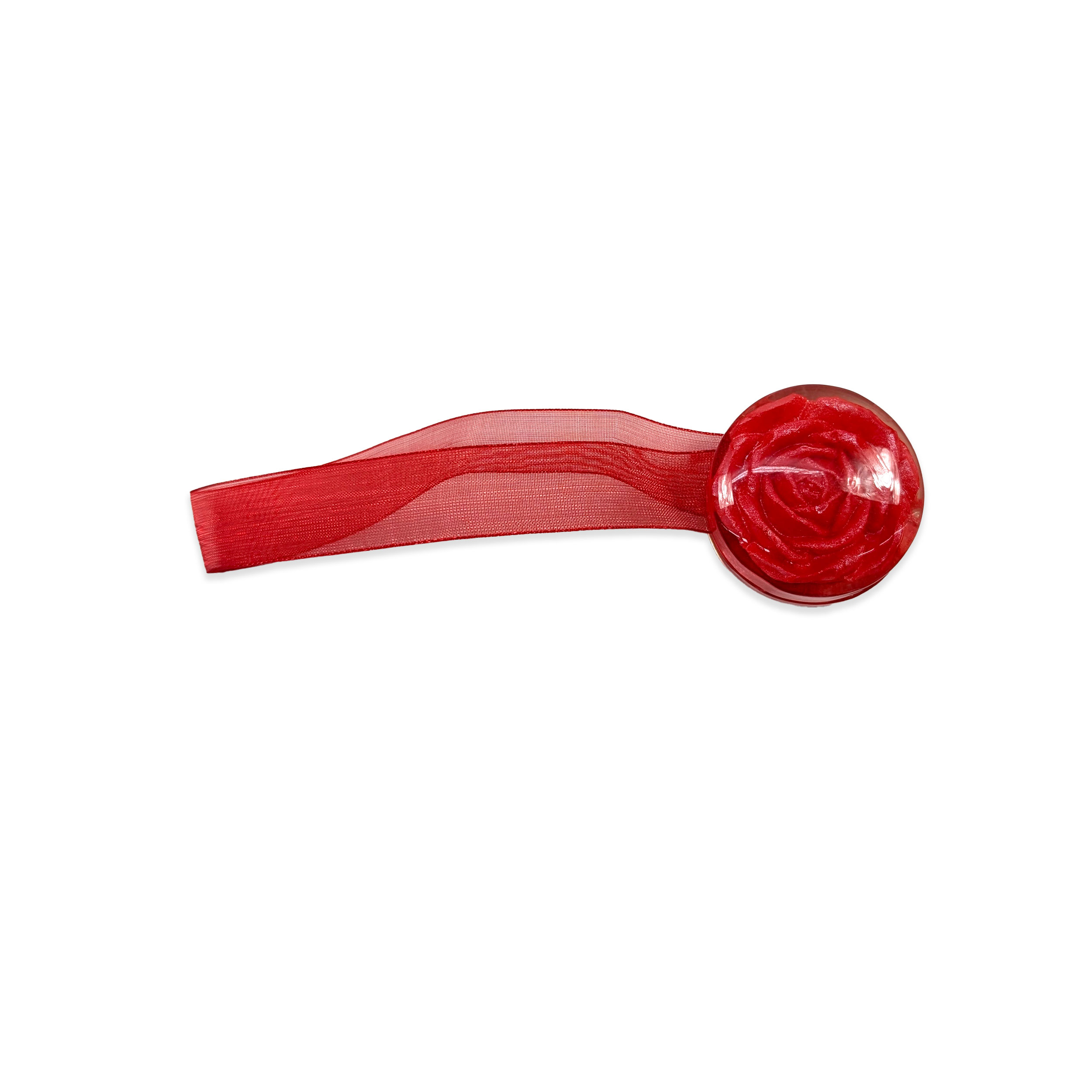 Button Curtain Magnet with Flower - Red Image
