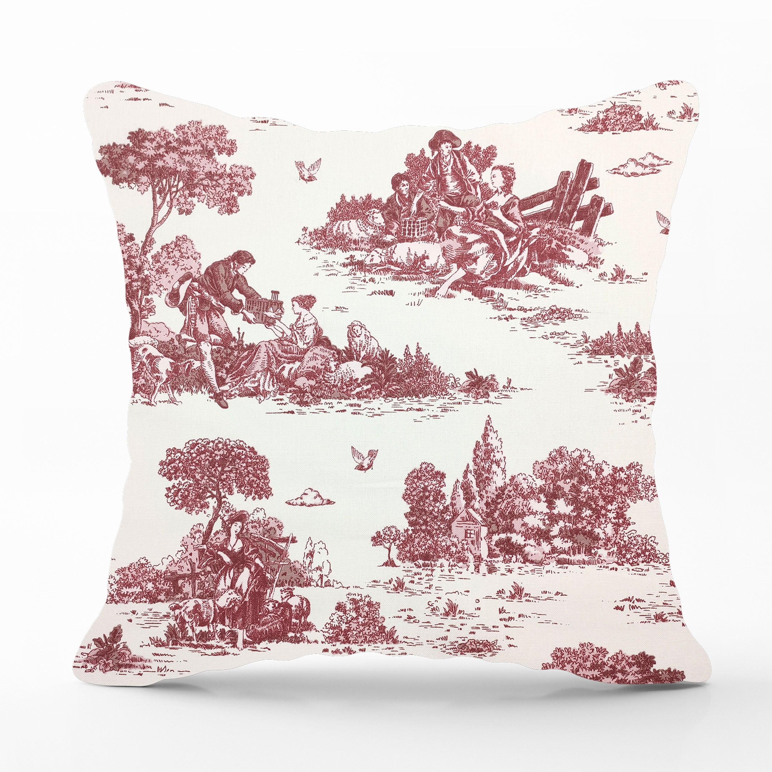 Toile de Jouy Bordeaux Cushion Pillowcase Image