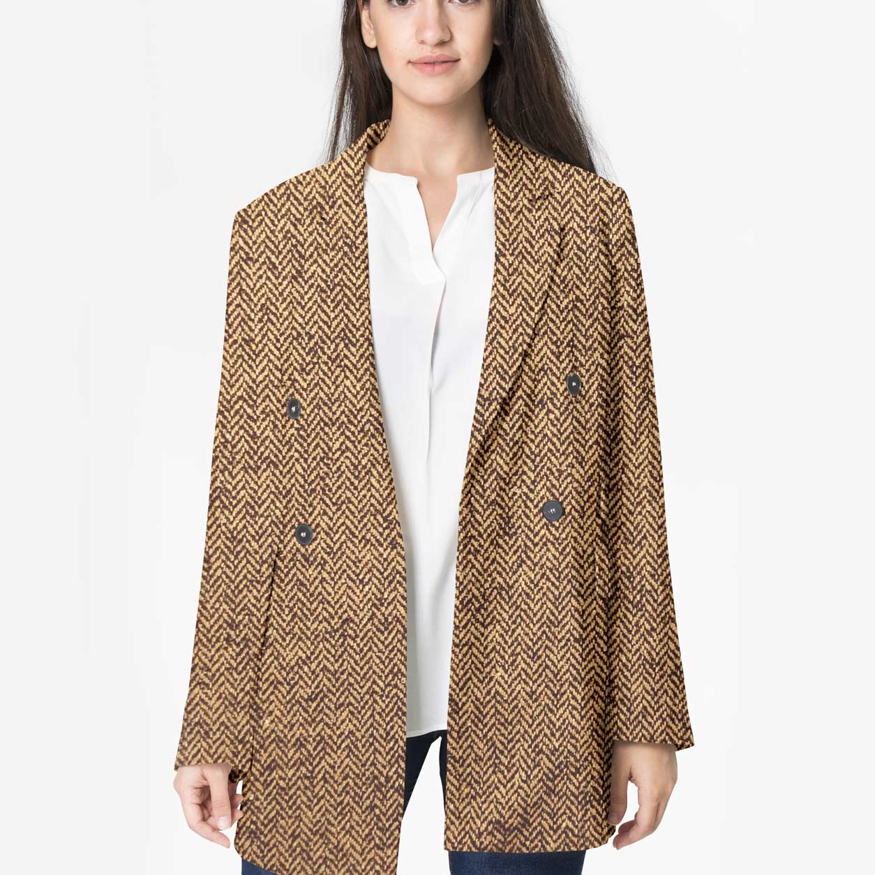 Manteau Camel à chevrons noirs Image