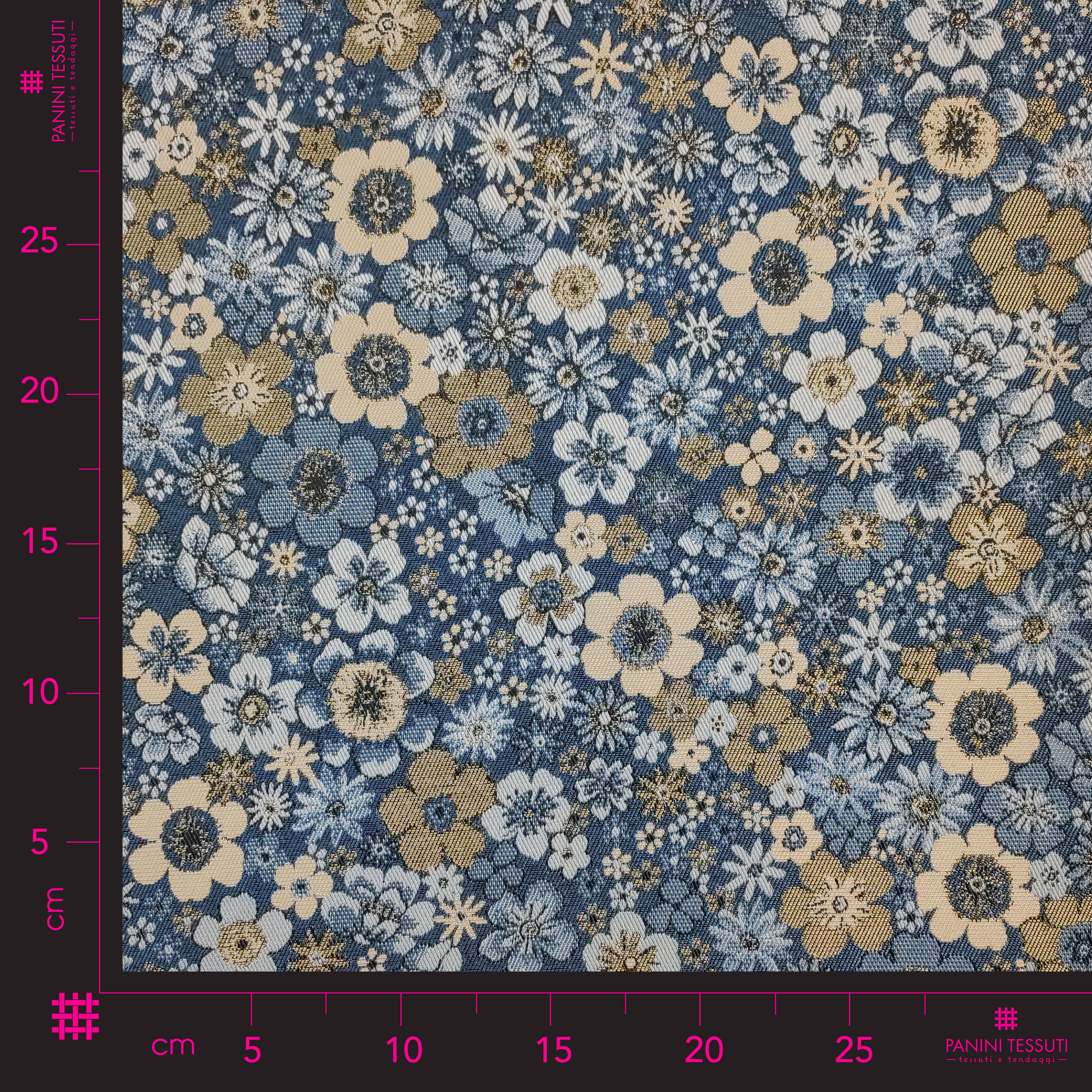 Tissu brocart Fleurs Fond Avio Image