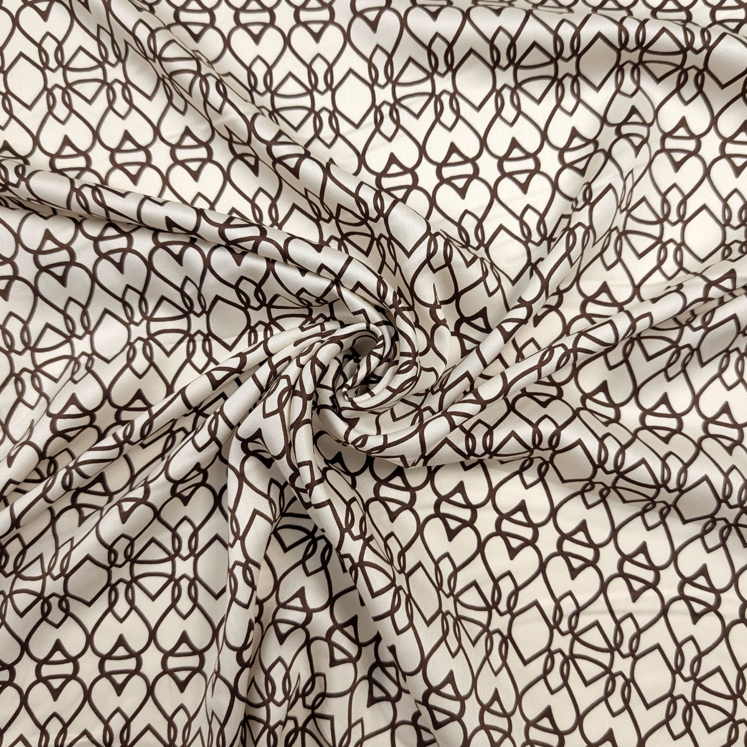 Abstract Brown Geometric Patterned Satin Image