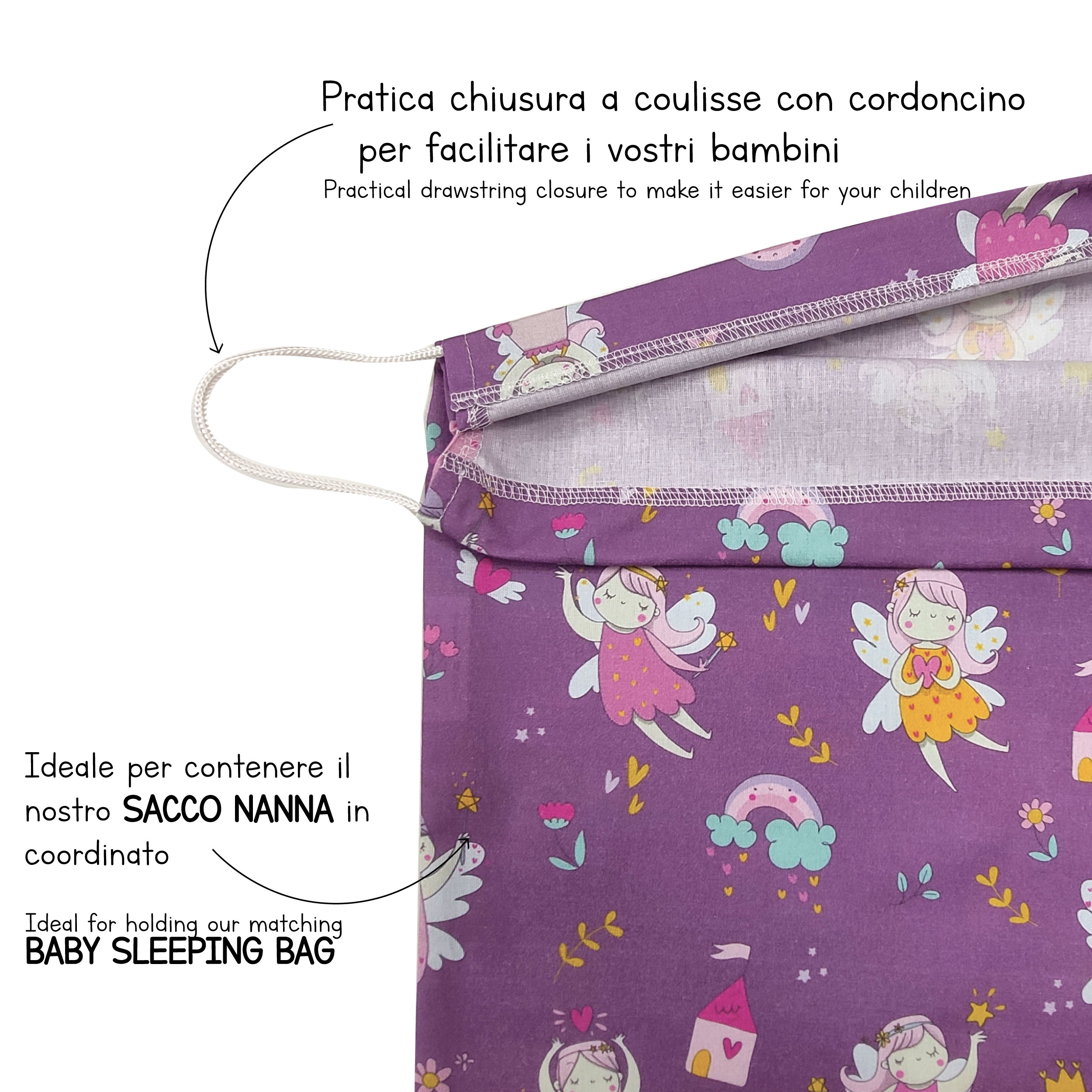 Sac à langer Fairy Fond lilas - Panini Fabrics