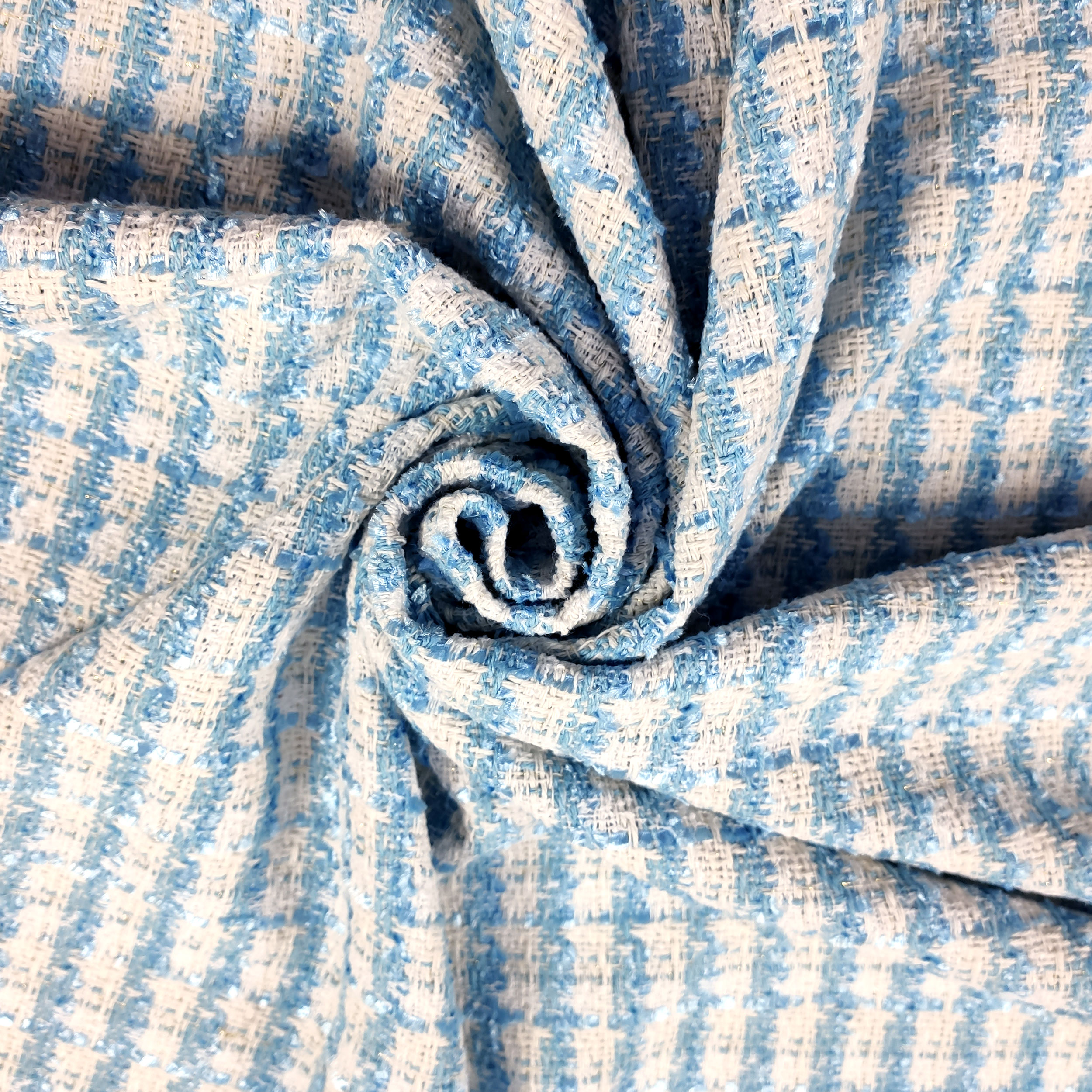 Tweed High Fashion Light Blue White Lurex Image