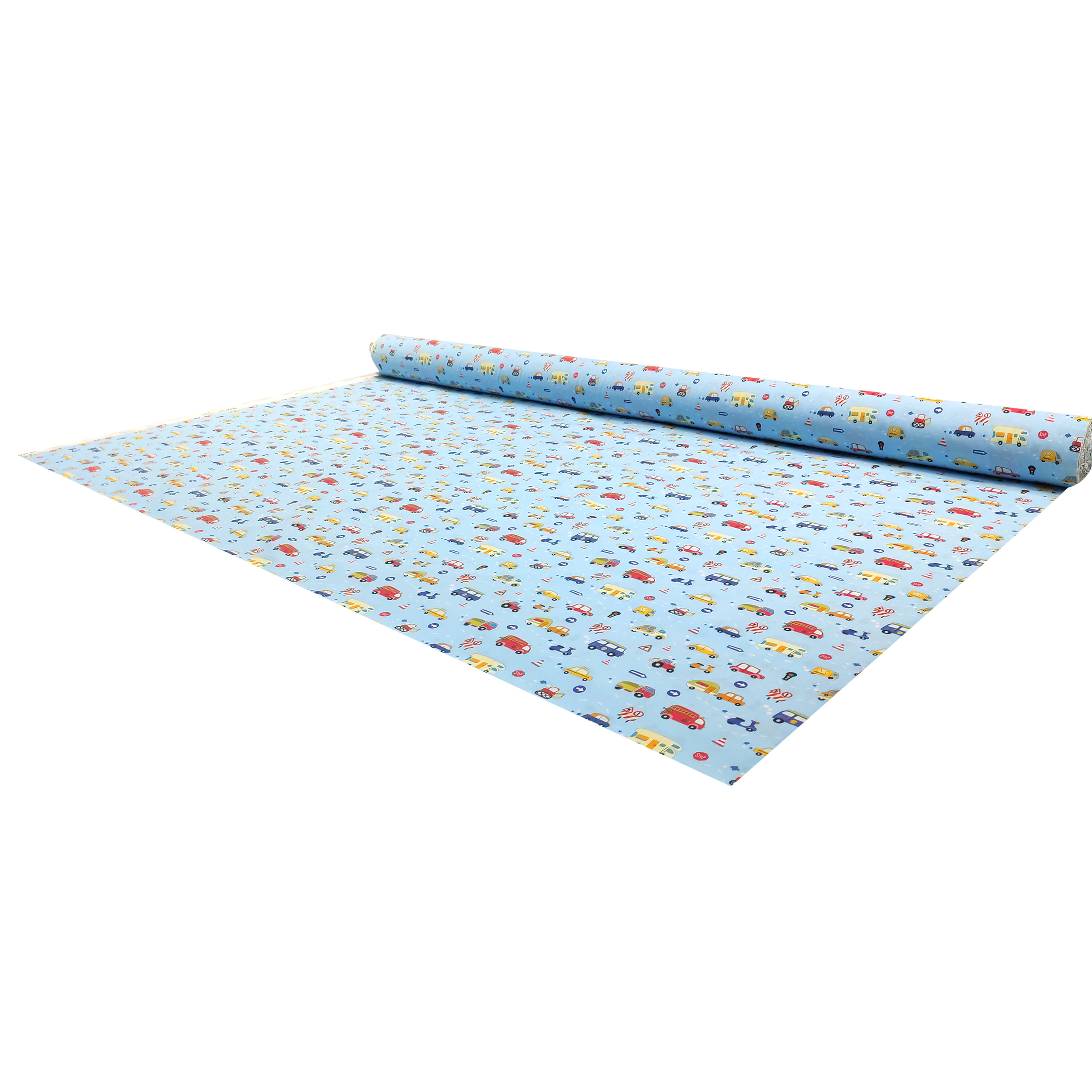 Cotone Macchinine Piccole Sfondo Azzurro Image