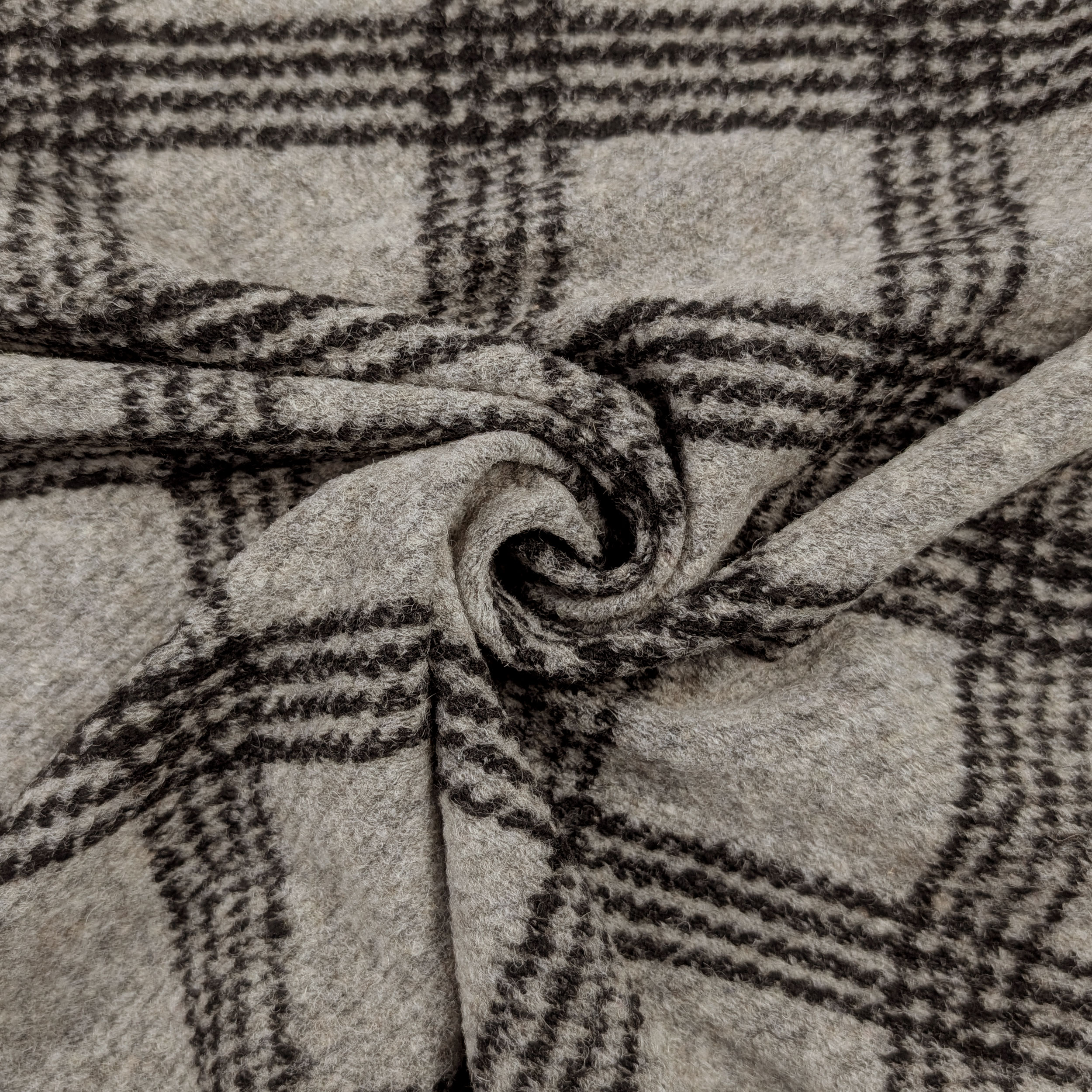 Black Tartan Boiled Wool Melange Background Image