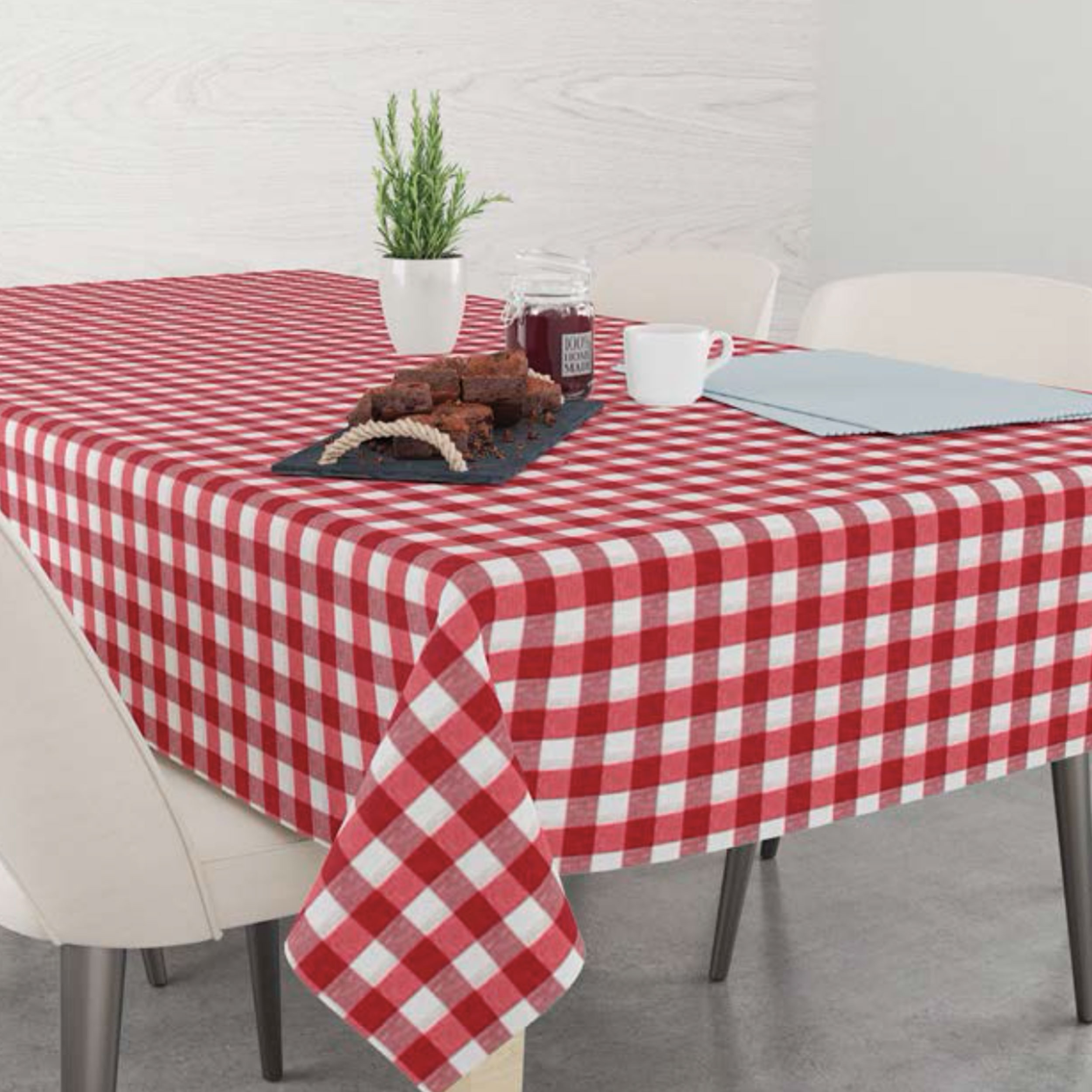 Fabric for Resin Tablecloth Red Checks Image