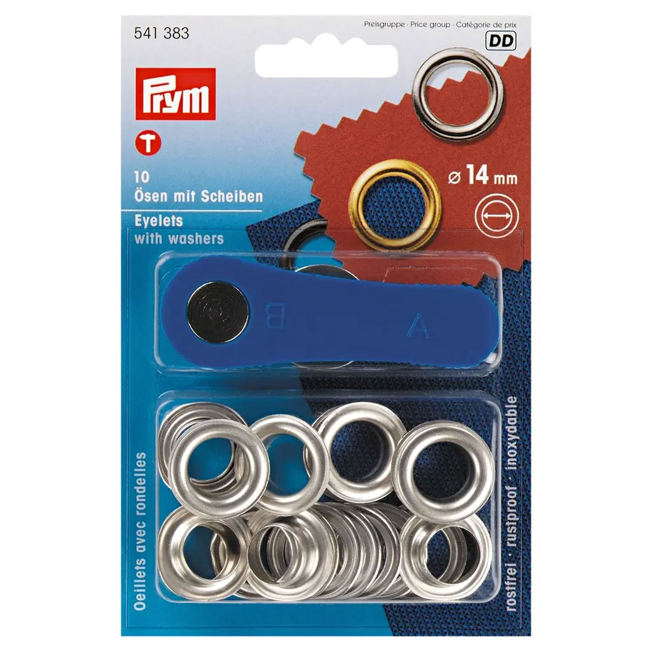 Ösen mit Unterlegscheiben Prym 14 mm Silber
