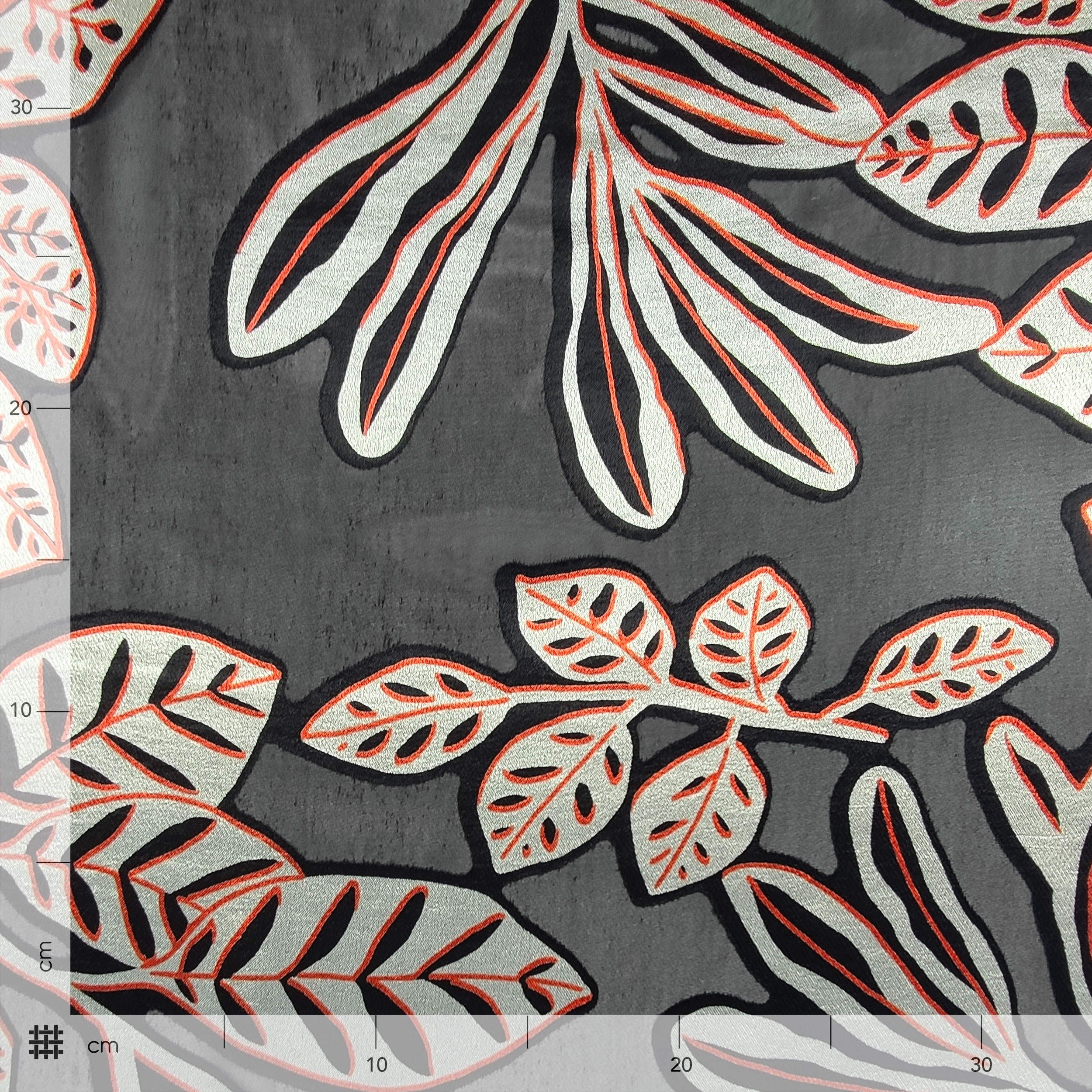 Devoré Orange and Black Leaves