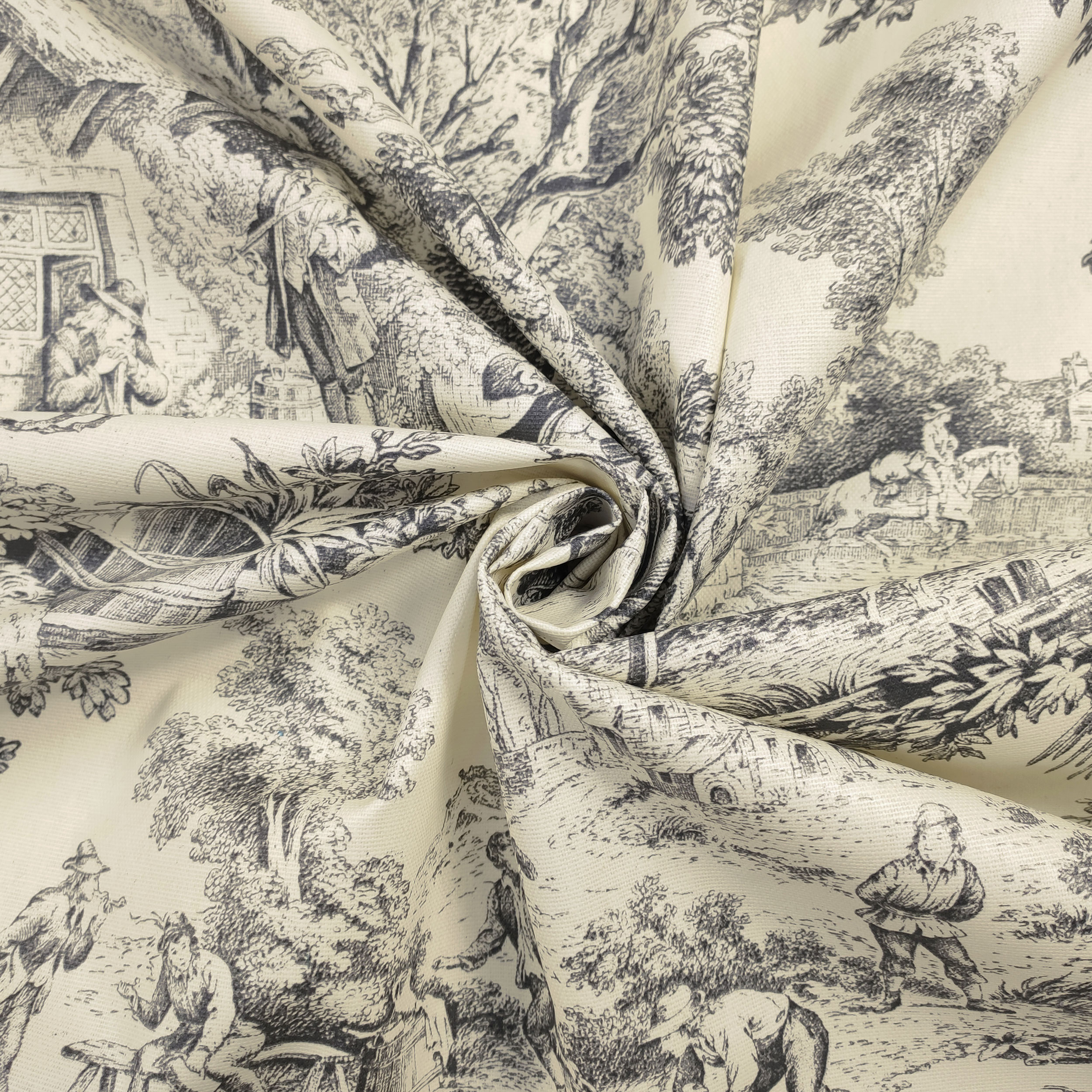 Nappe en résine Toile de Jouy Fond noir crème