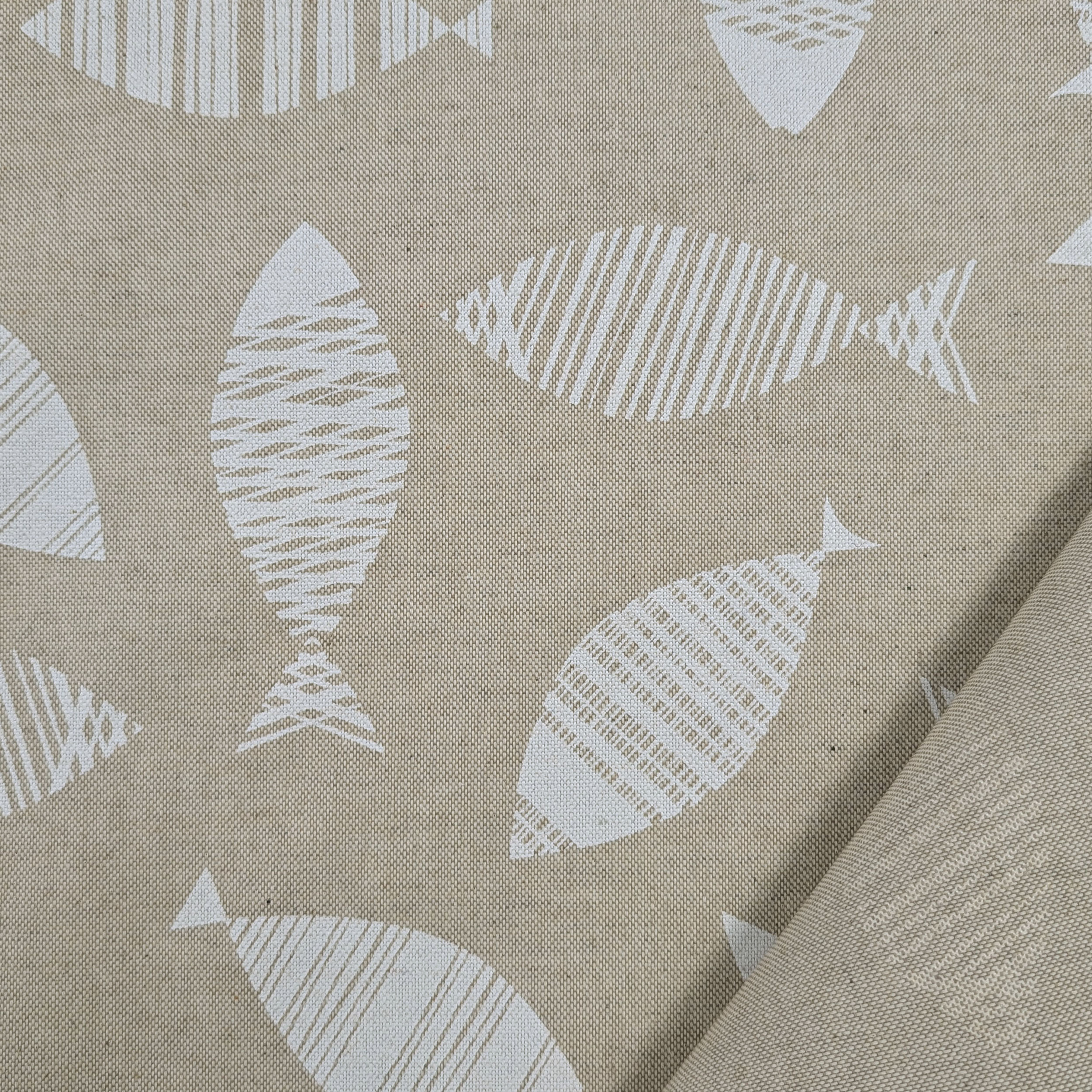 Fabric for Resin Tablecloth Modern White Fish Image