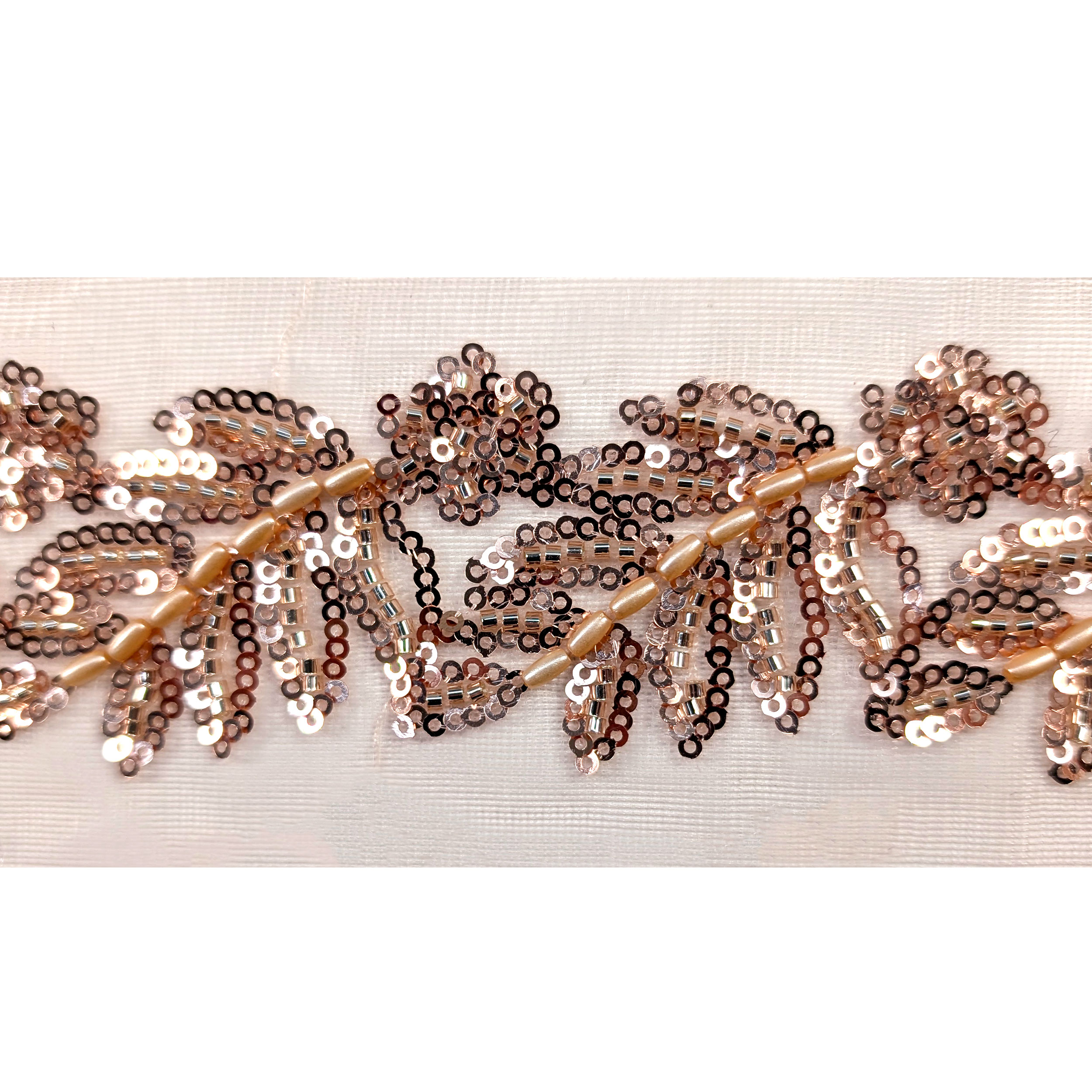 Trimmings Tulle Leaves Sequins and Beads Pink Image