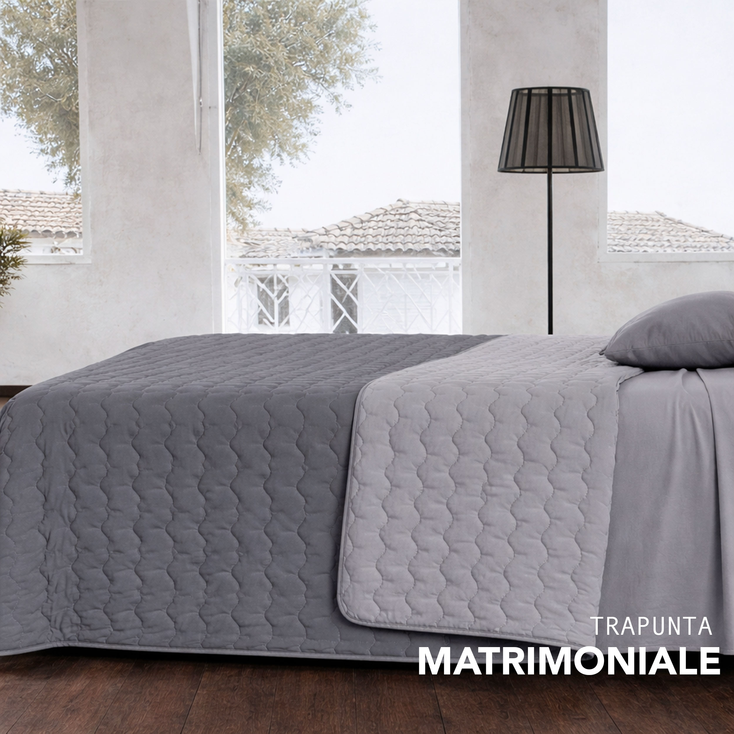 Lightweight Two-Tone Grey Quilted Double Image