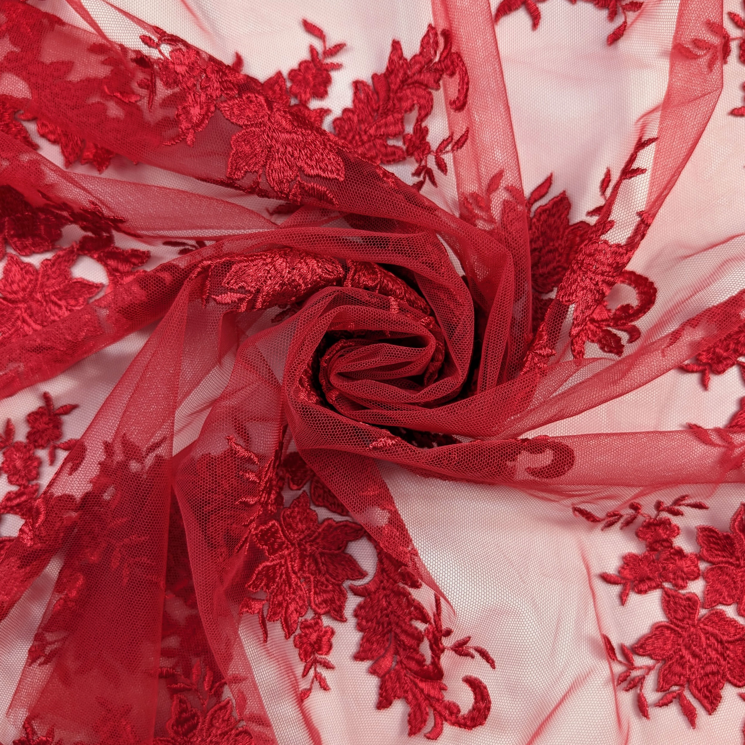 Dentelle haute couture à double bord rouge Image
