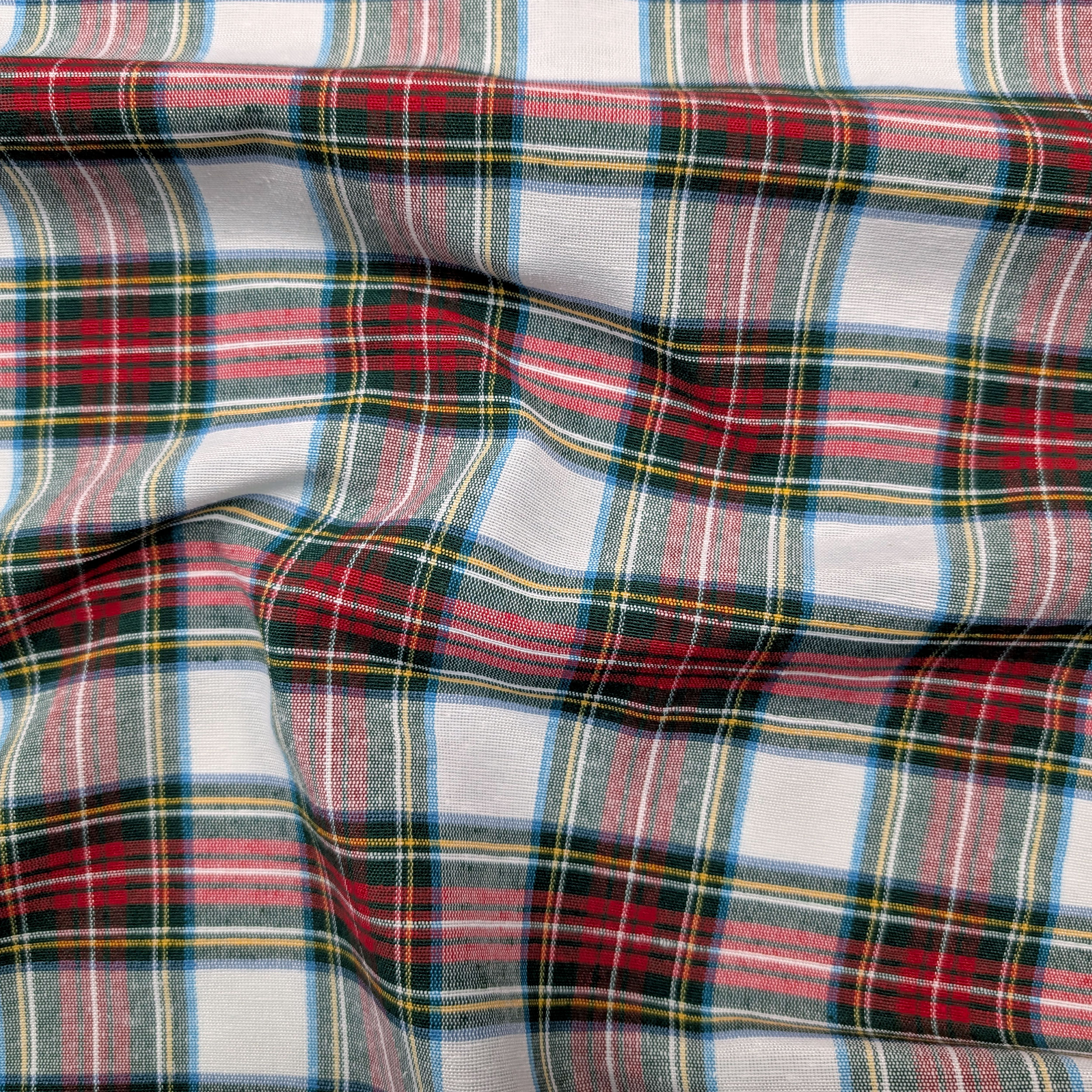 Medium White and Red Tartan Fabric Image