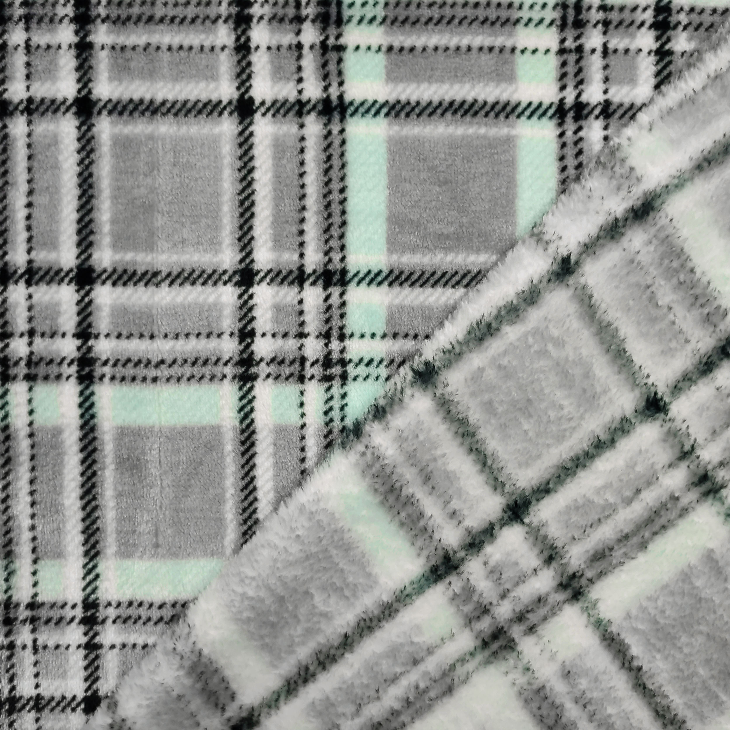 Vellón Mano Cachemira Tartán Gris Fondo