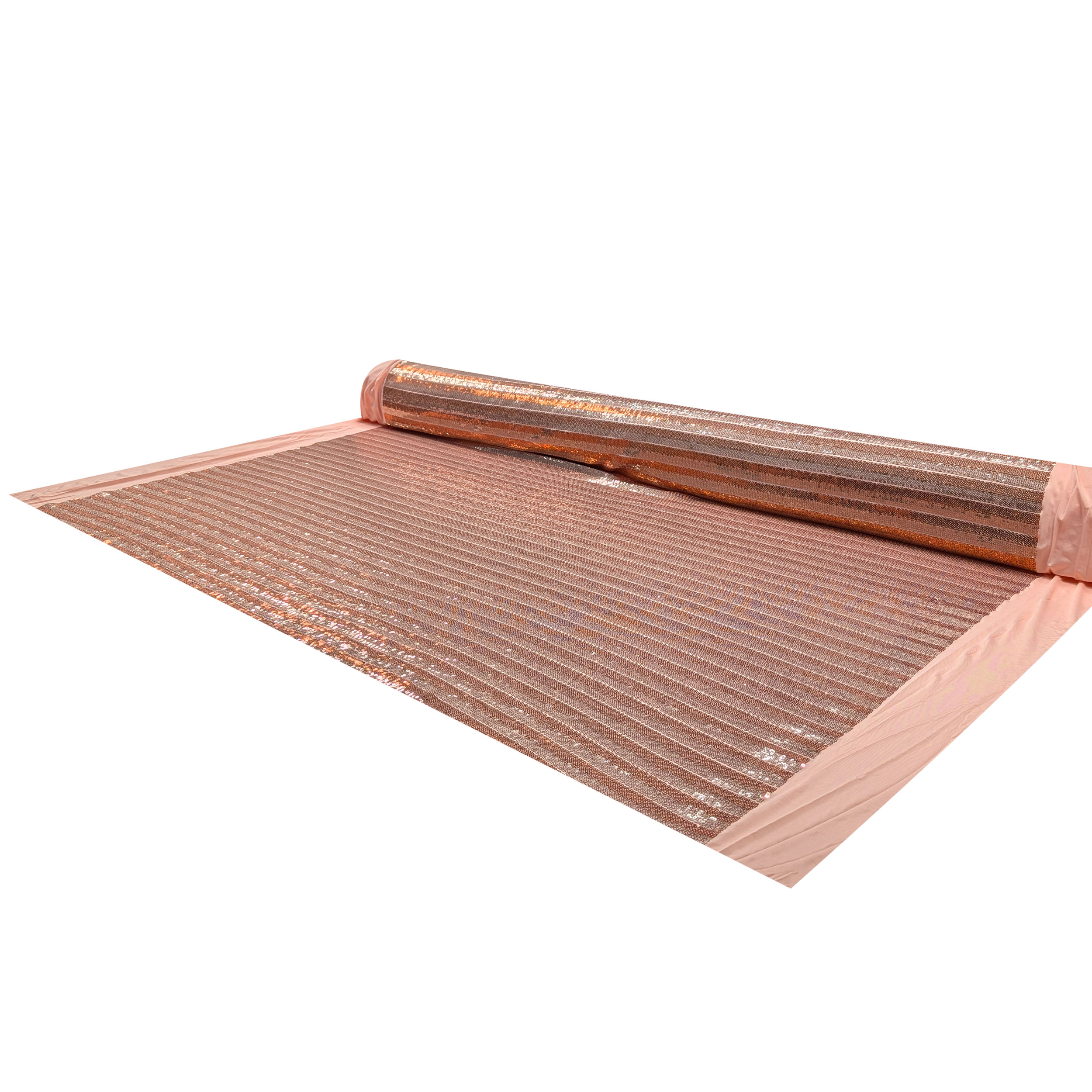 Peach Striped Sequin Fabric Image