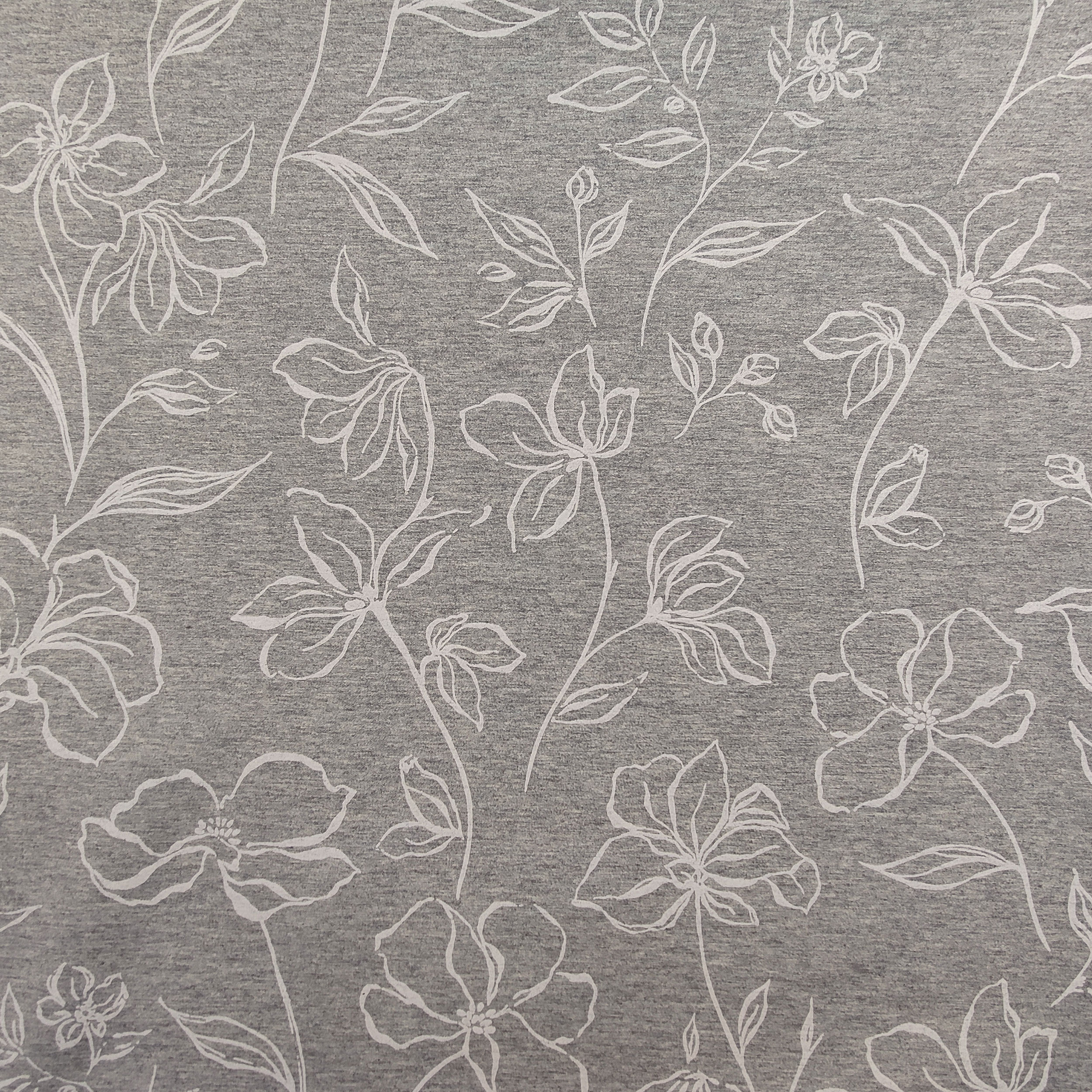 Grey Resin Tablecloth Fabric White Flowers Image