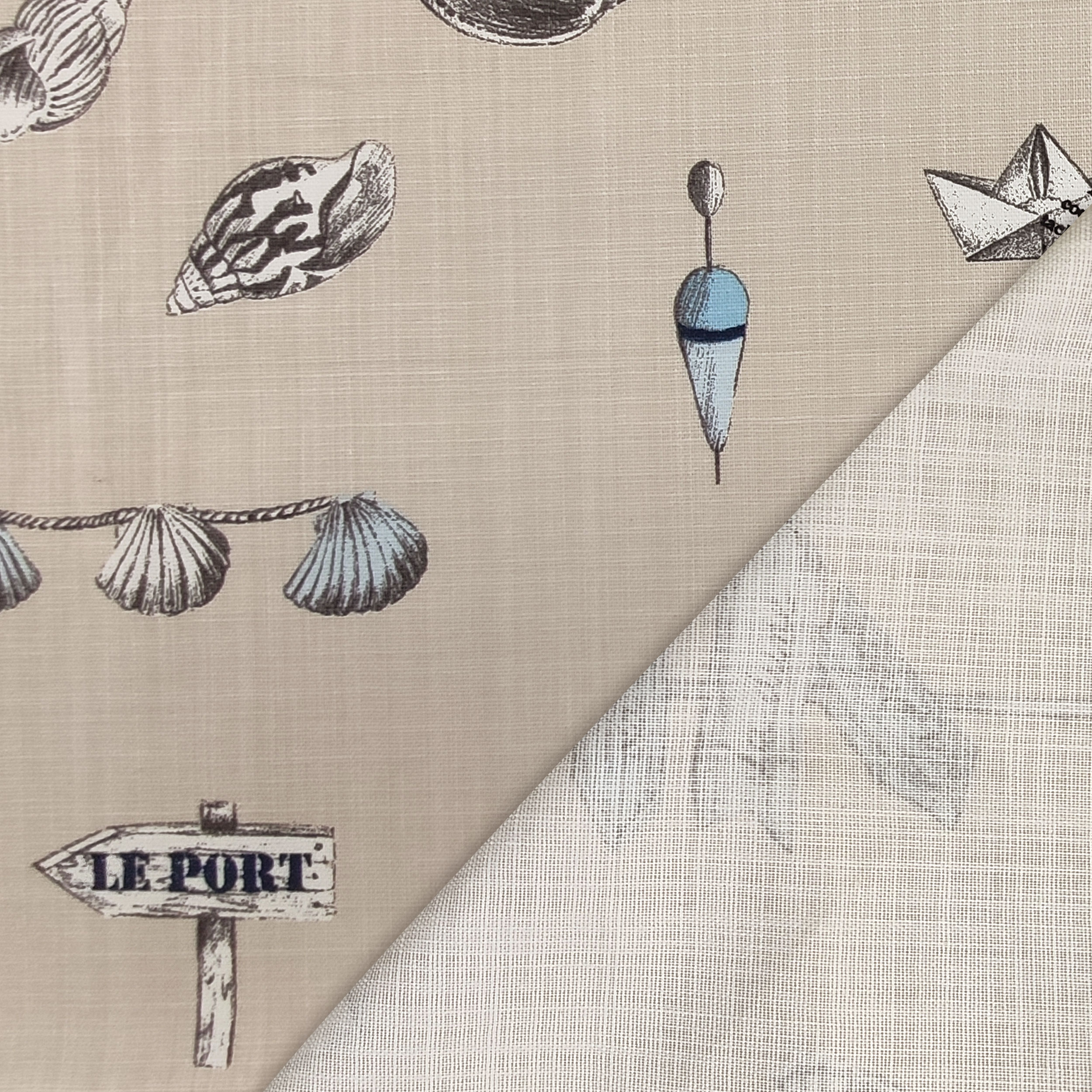 Boote und Muscheln aus Baumwolle und Leinen