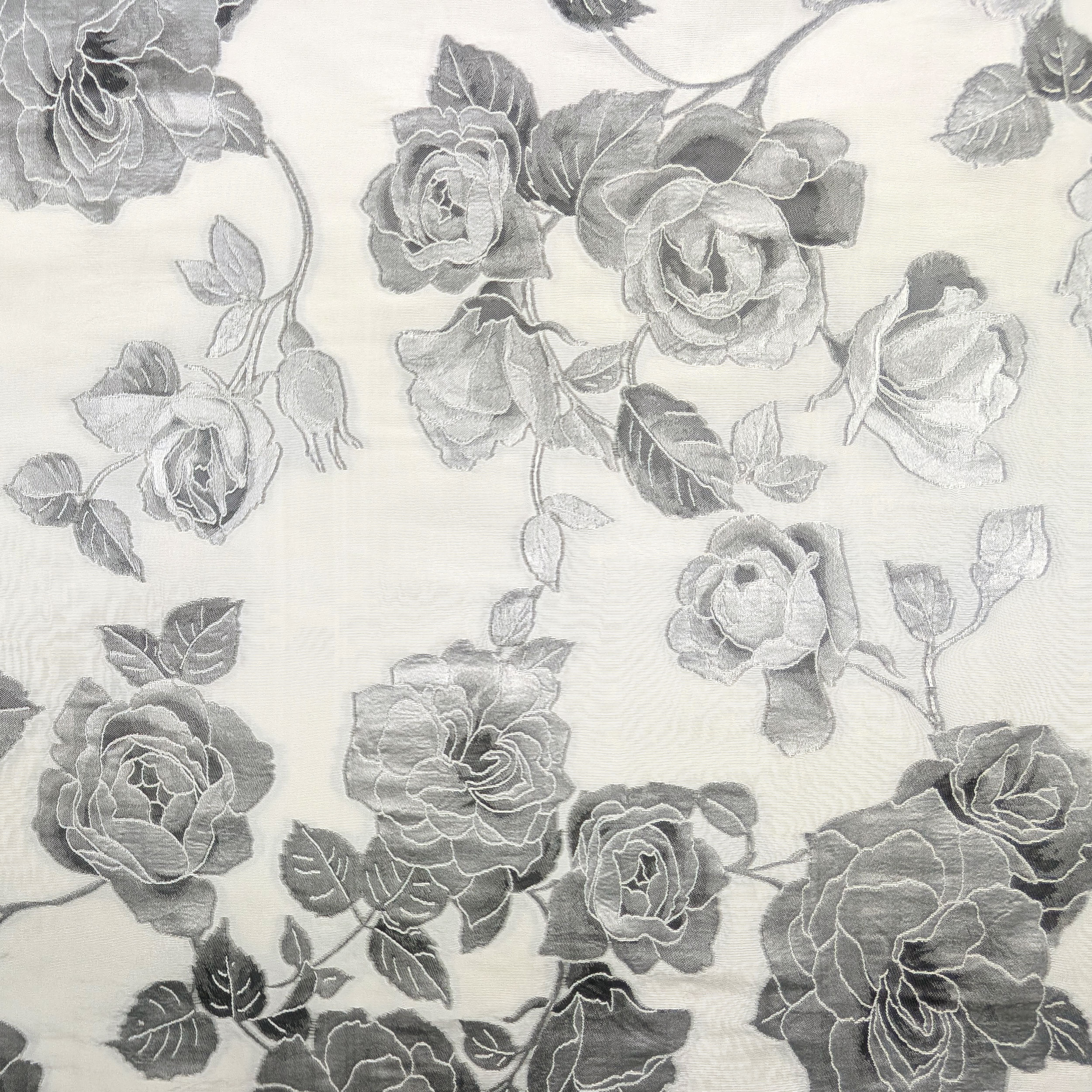 Jacquard Alta Moda Flores Gris Mezcla Seda Image
