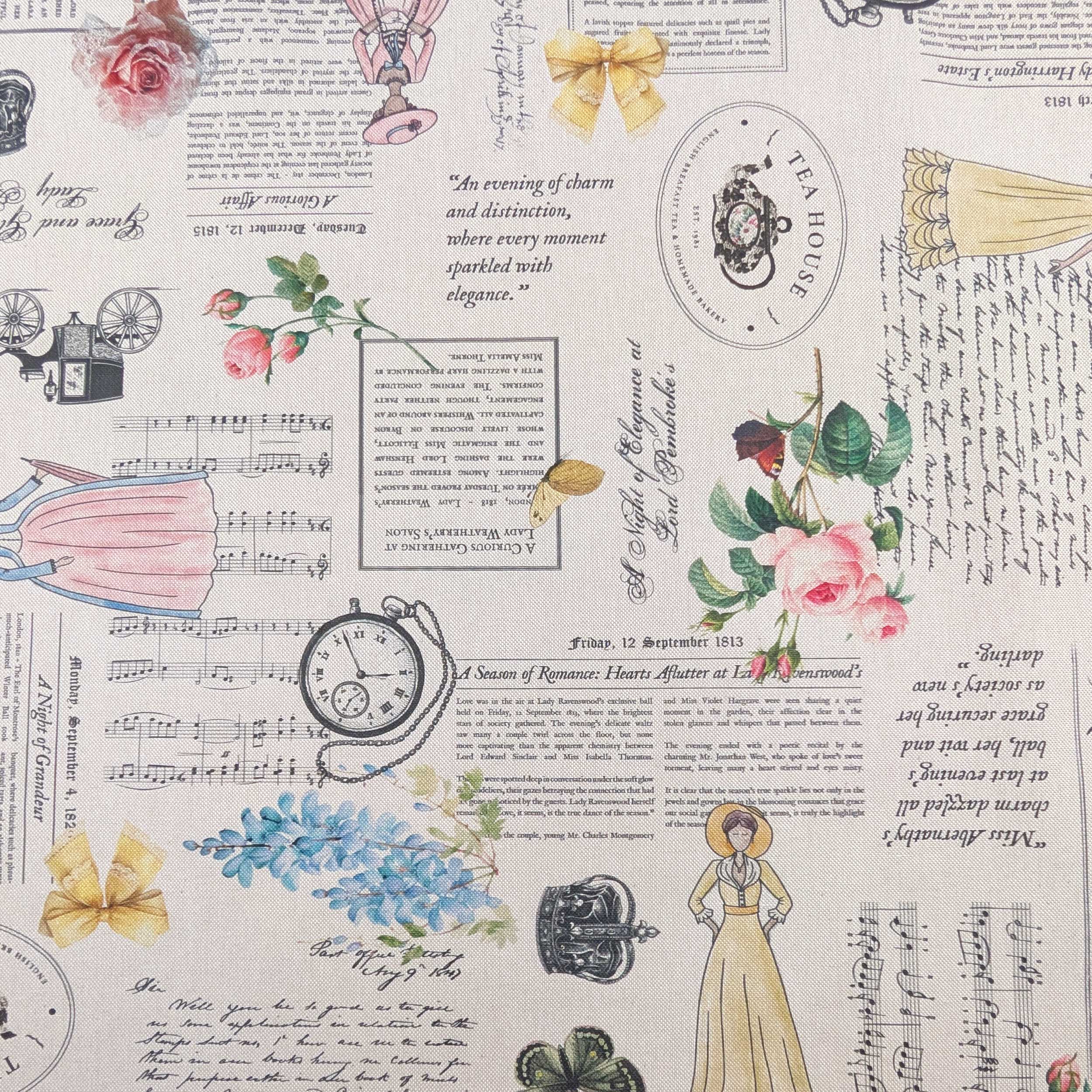 Vintage Newspaper Panama fabric Image